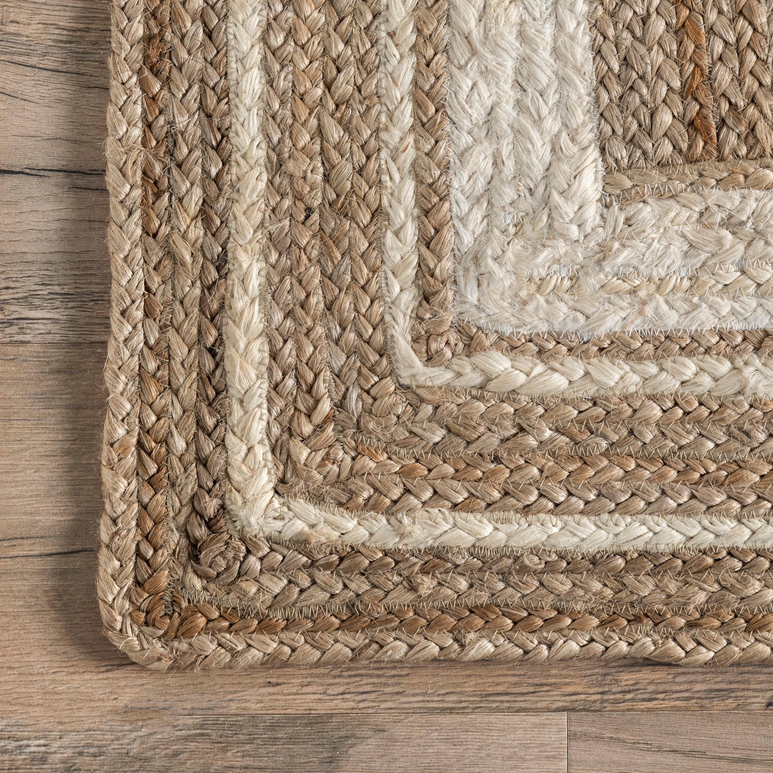 Braided Rikki Border Jute Area Rug - Remutear