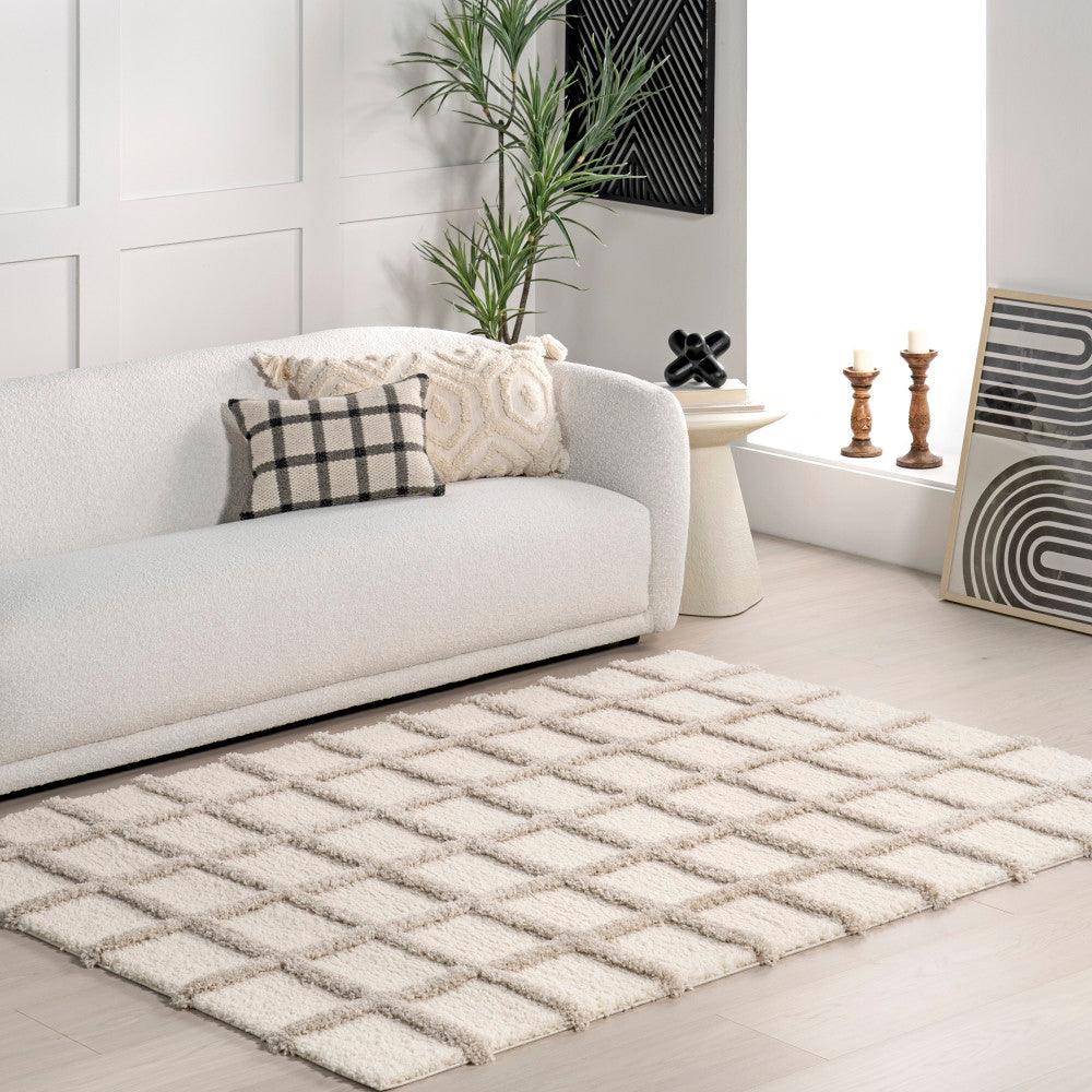 Christabel Checkered High-Low Shag Area Rug - Remutear