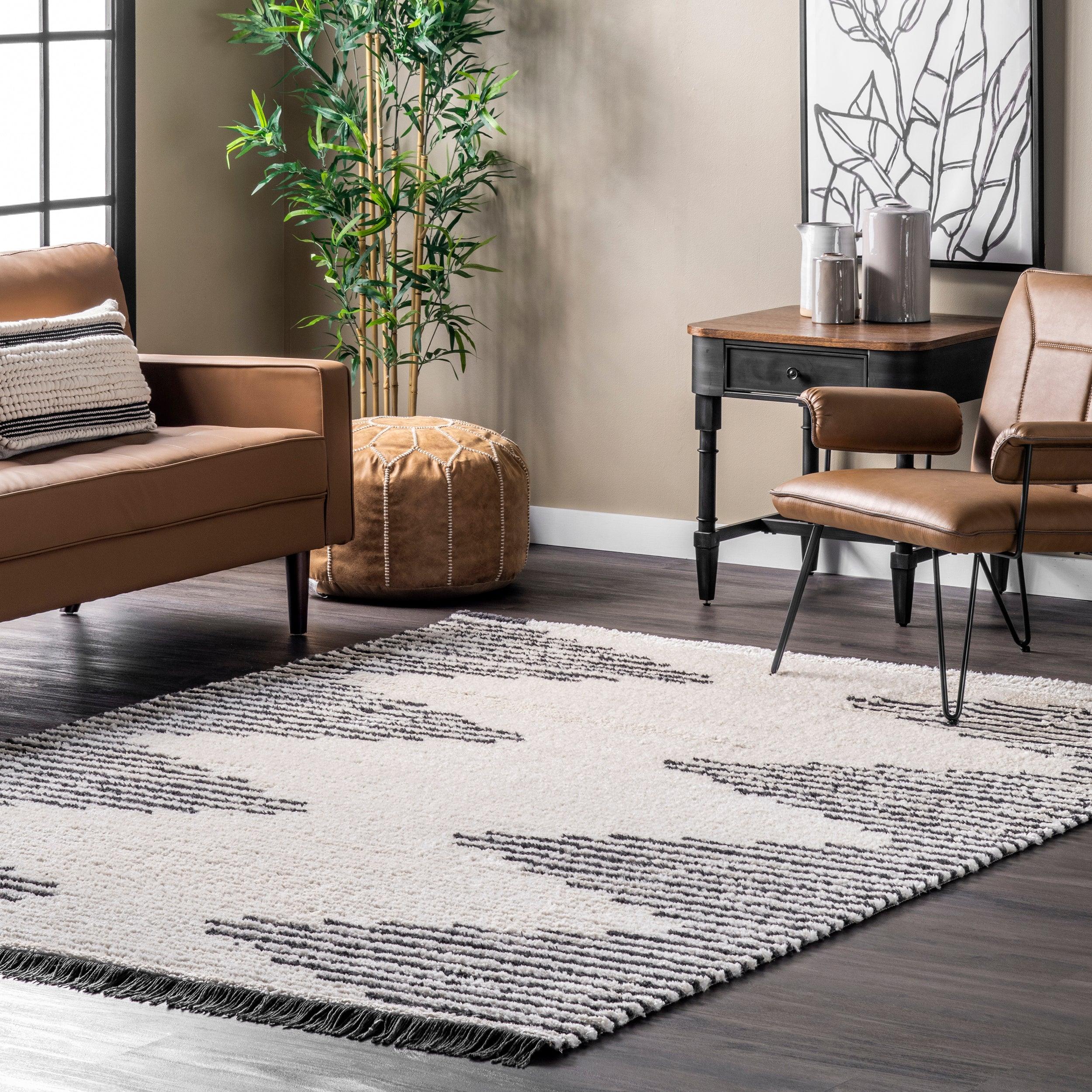 Morgan Contemporary Shag Fringe Area Rug - Remutear