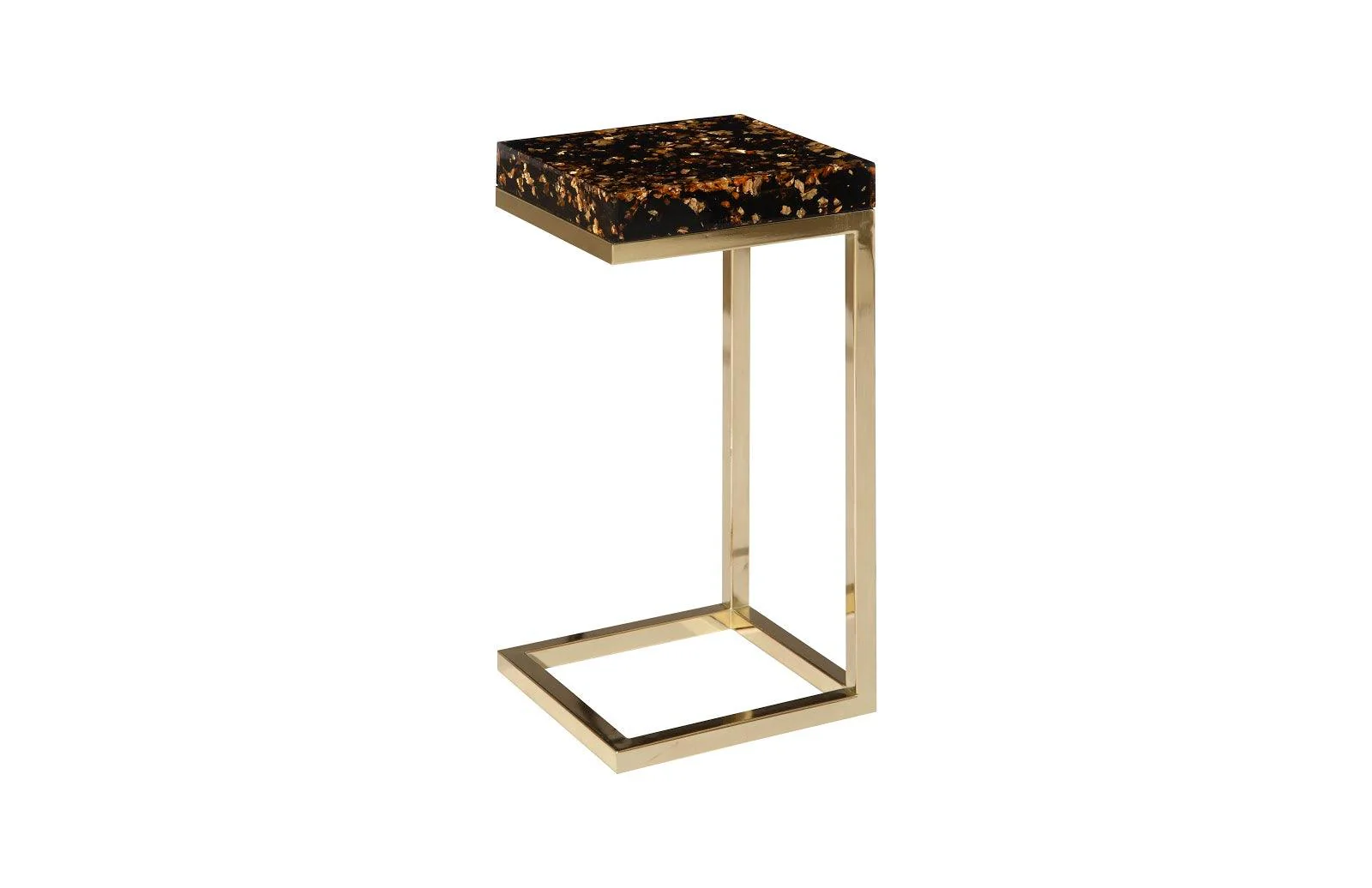 Captured End Table, Gold Flake, Plated Brass Base - Remutear