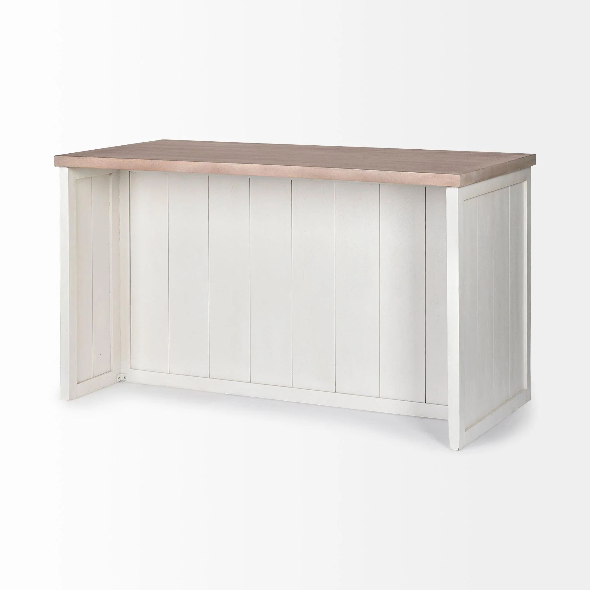 Fairview II White and Brown Two-Tone Stain Solid Wood Kitchen Island - Remutear