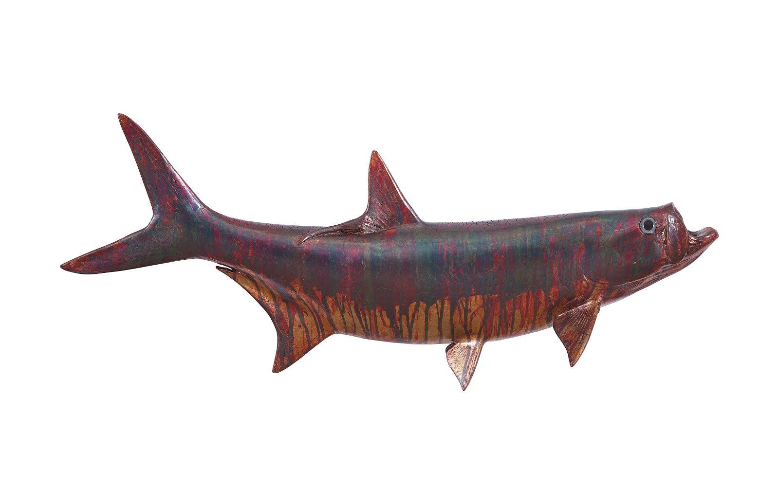 Tarpon Fish Wall Sculpture, Resin, Copper Patina Finish - Remutear