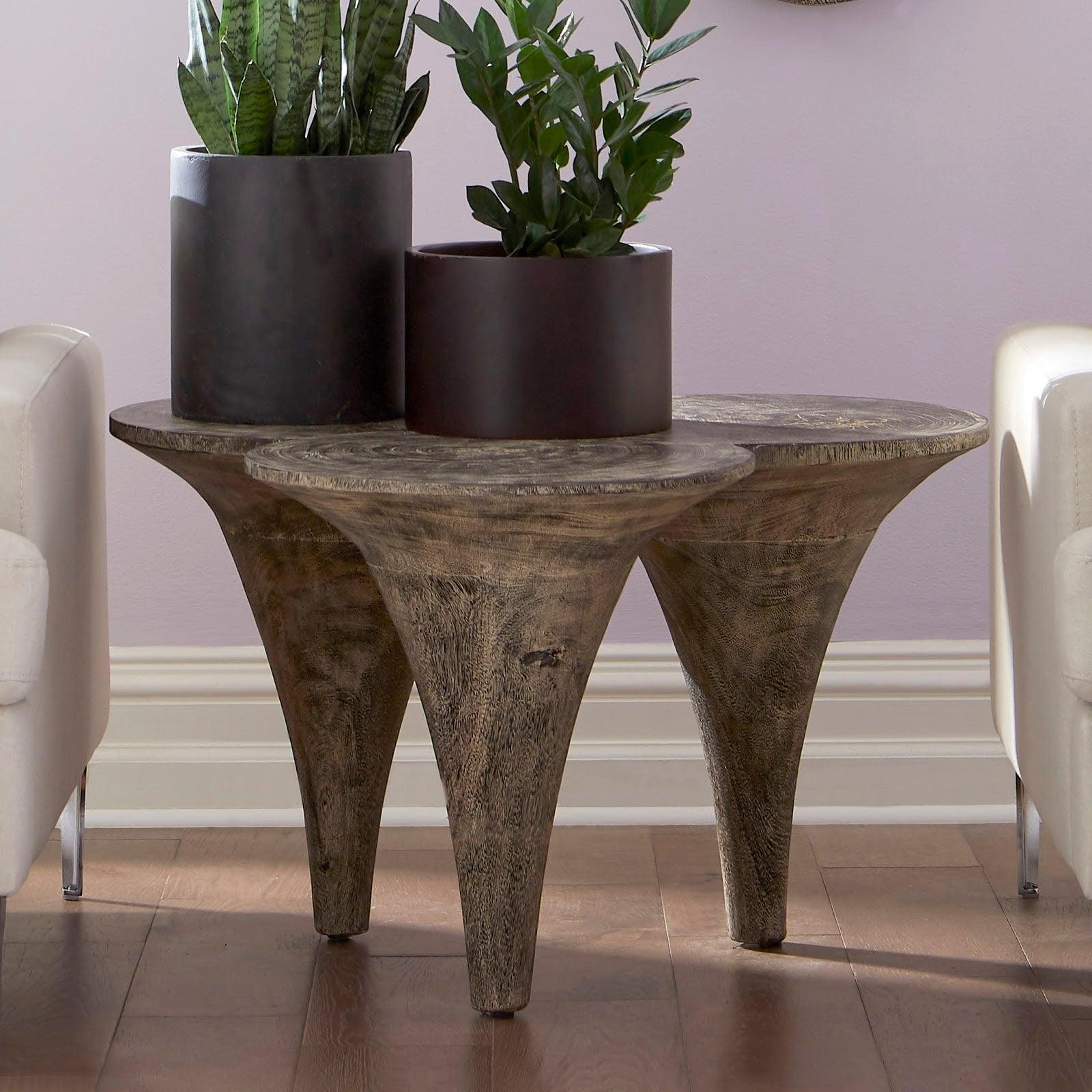 Marley Coffee Table, Chamcha Wood, Gray Stone Finish - Remutear