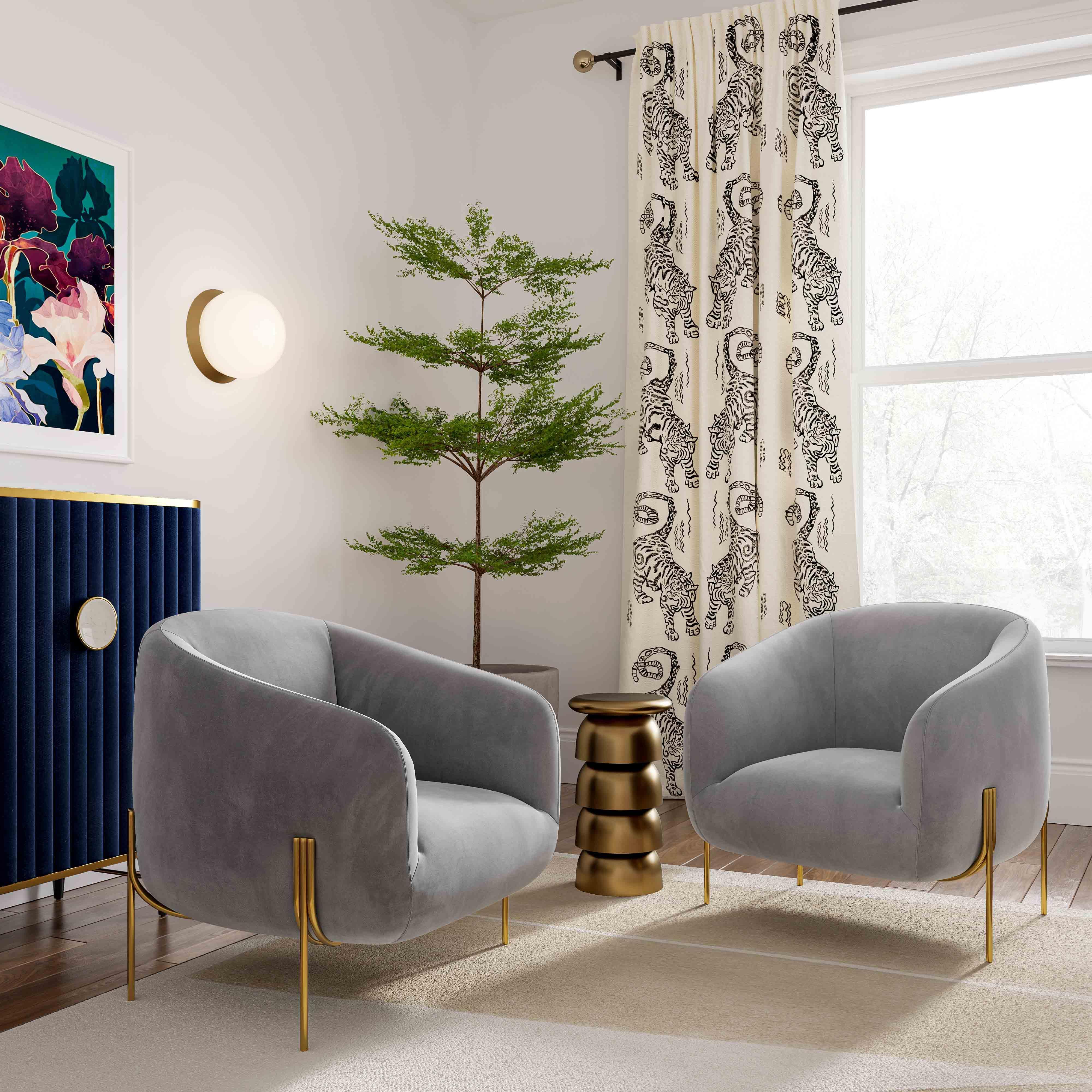 Kandra Grey Velvet Accent Chair - Remutear