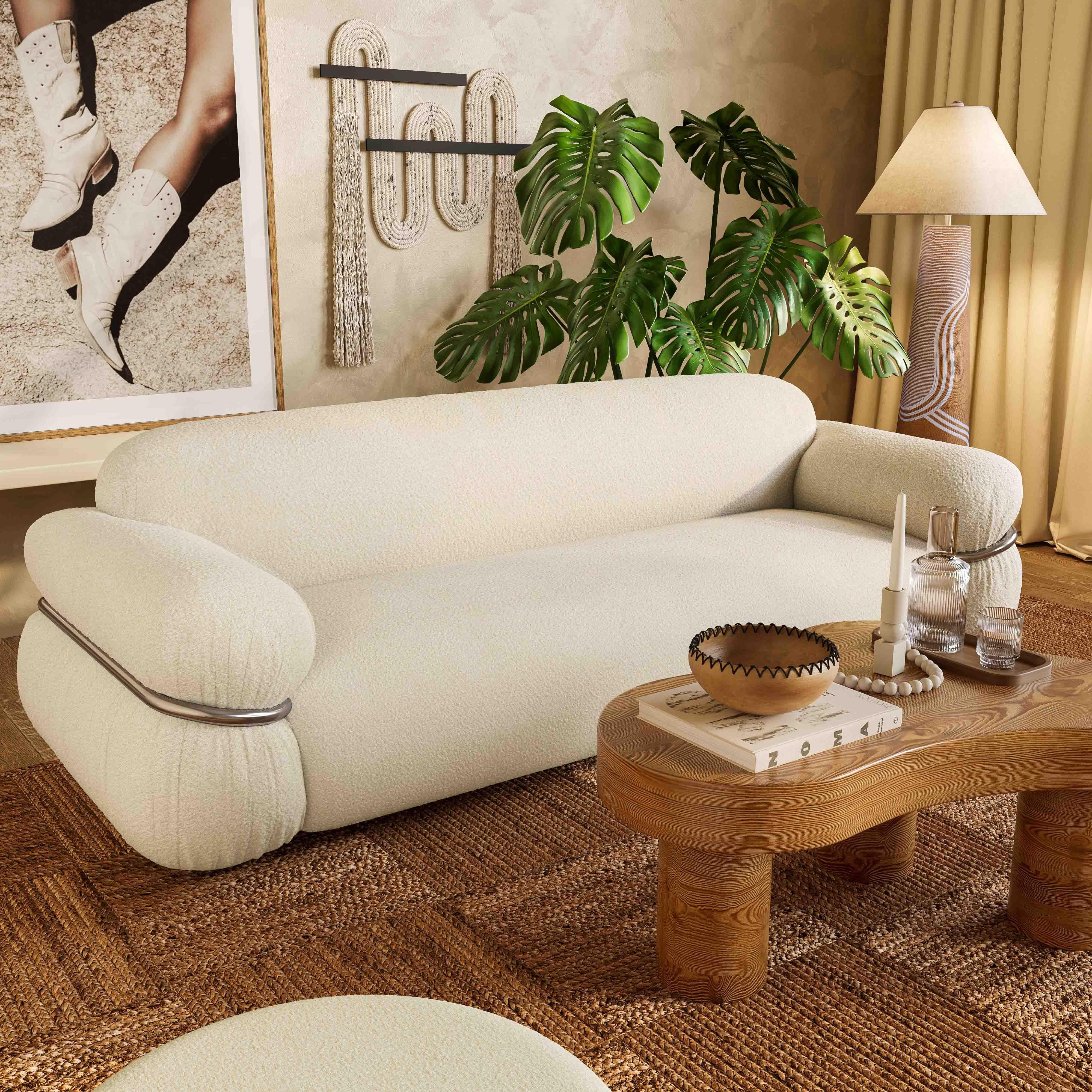 Leyla Cream Boucle Sofa - Remutear