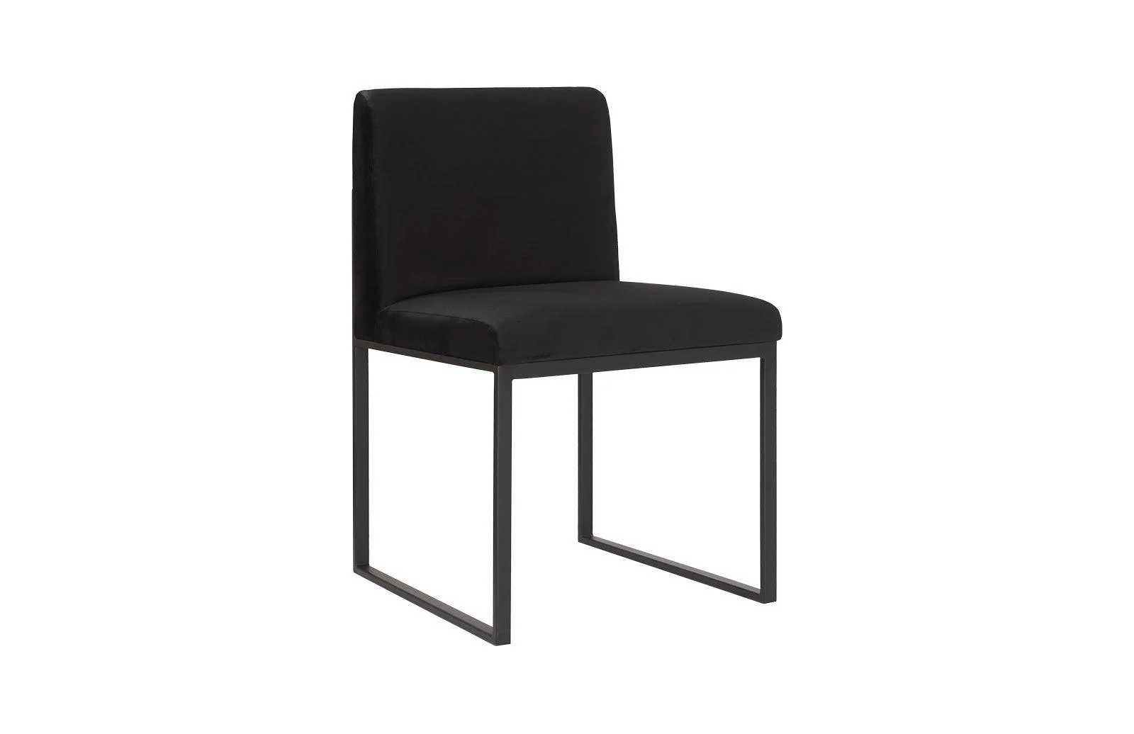 Frozen Dining Chair, Black Velvet Fabric, Matte Black Metal Frame - Remutear
