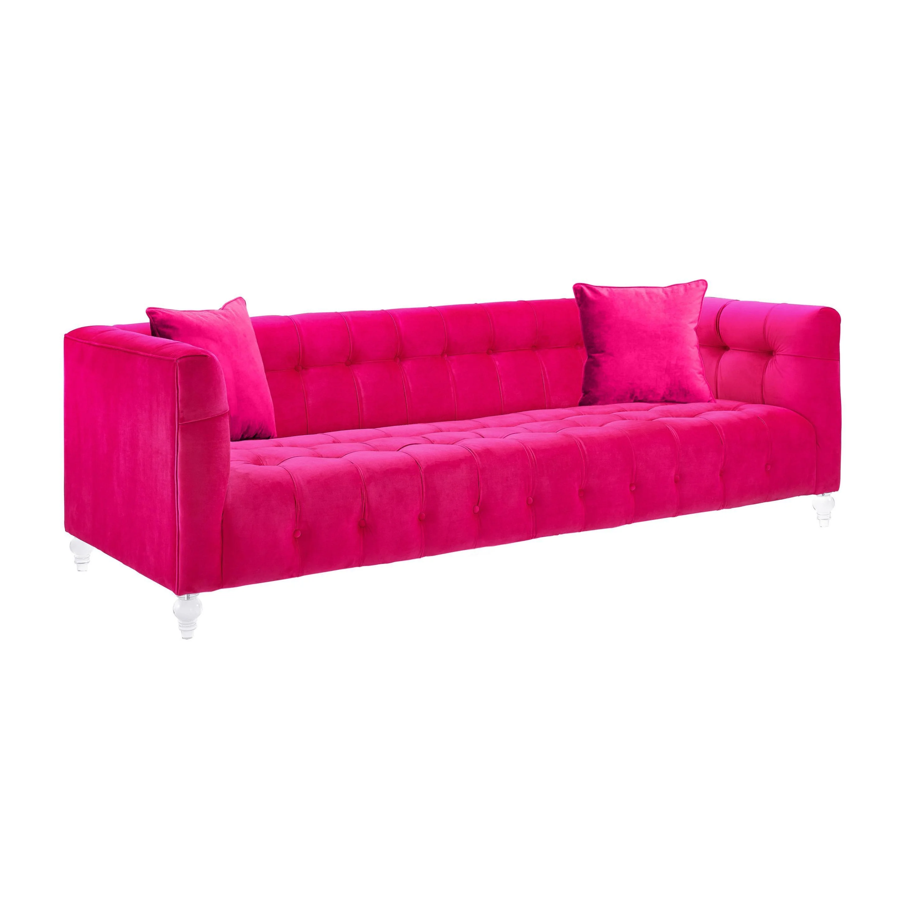 Bea Hot Pink Velvet Sofa - Remutear