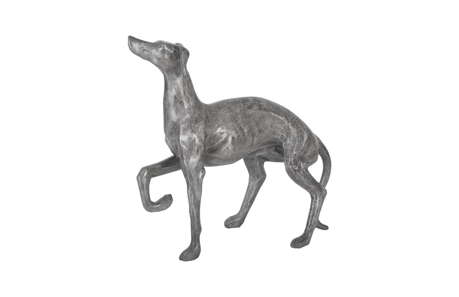 Prancing Dog Sculpture, Black/Silver, Aluminum - Remutear