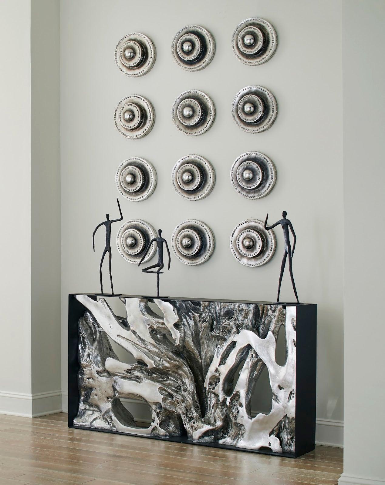 Circles Wall Tile, Silver Leaf with Antiquing - Remutear
