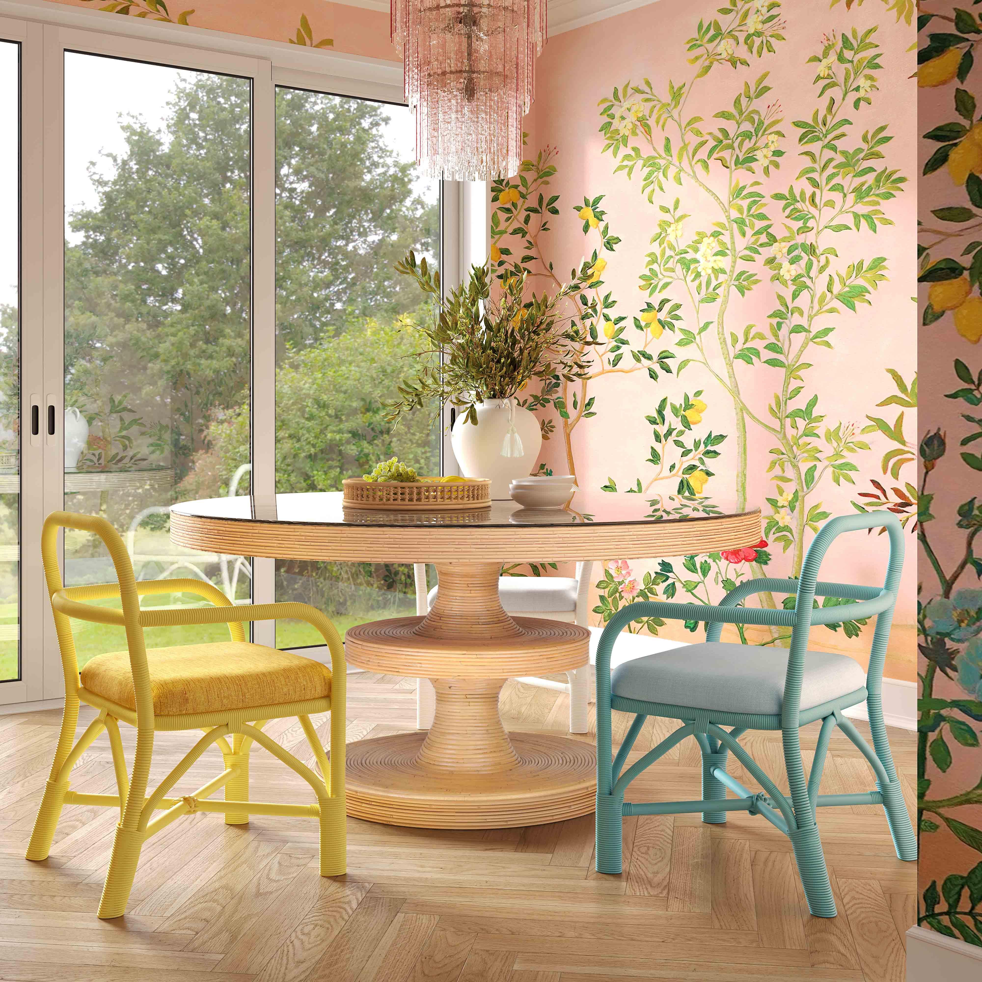 Apollonia Natural Rattan Round Dining Table - Remutear