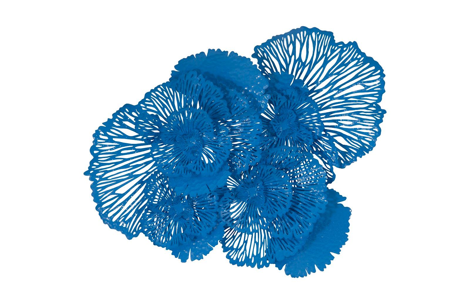 Flower Wall Art, Large, Blue, Metal - Remutear