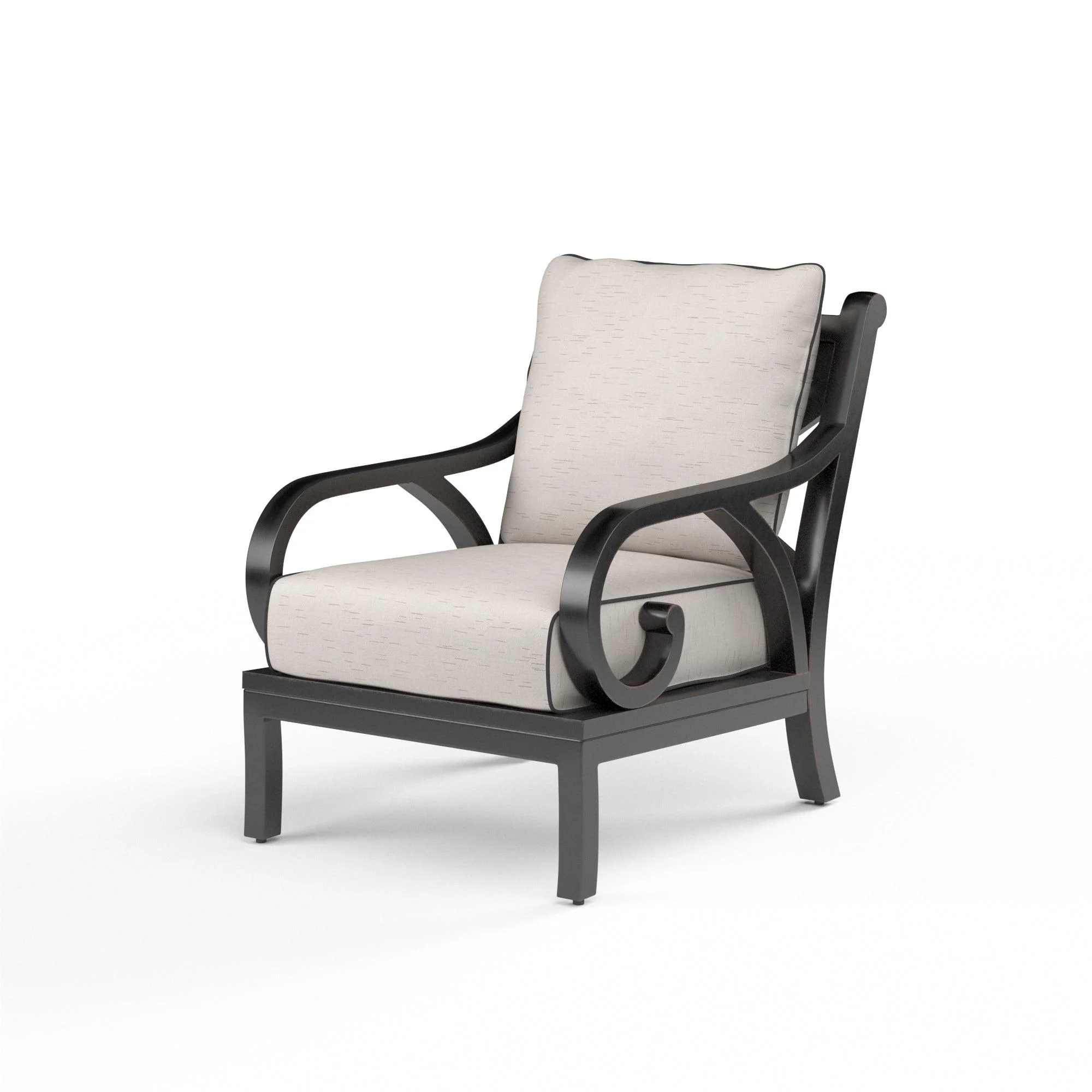Monterey Club Chair in Frequency Sand w/ Contrast Canvas Java Welt - Remutear