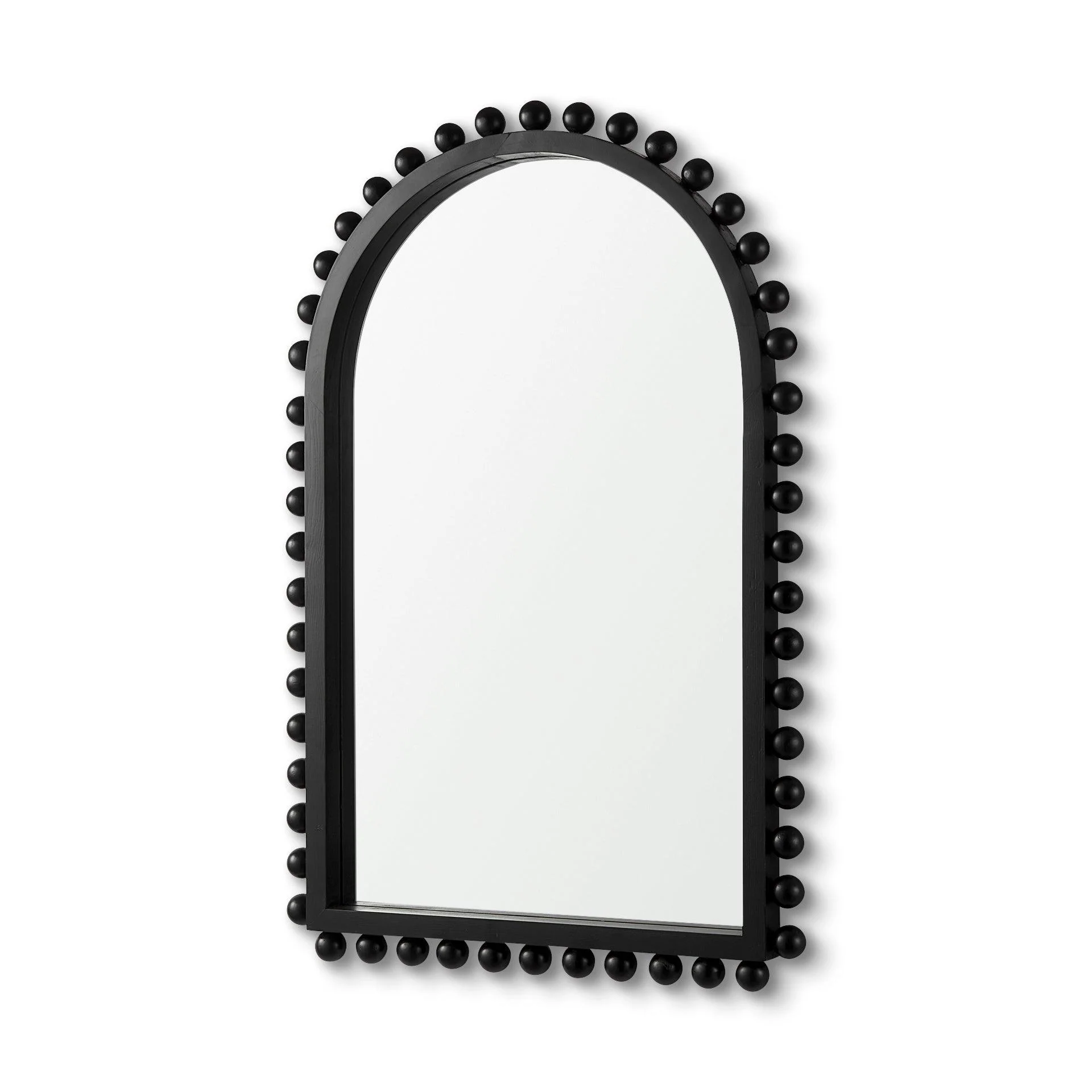 Leeds 23L x 35H Black Wood Arch Frame Mirror - Remutear