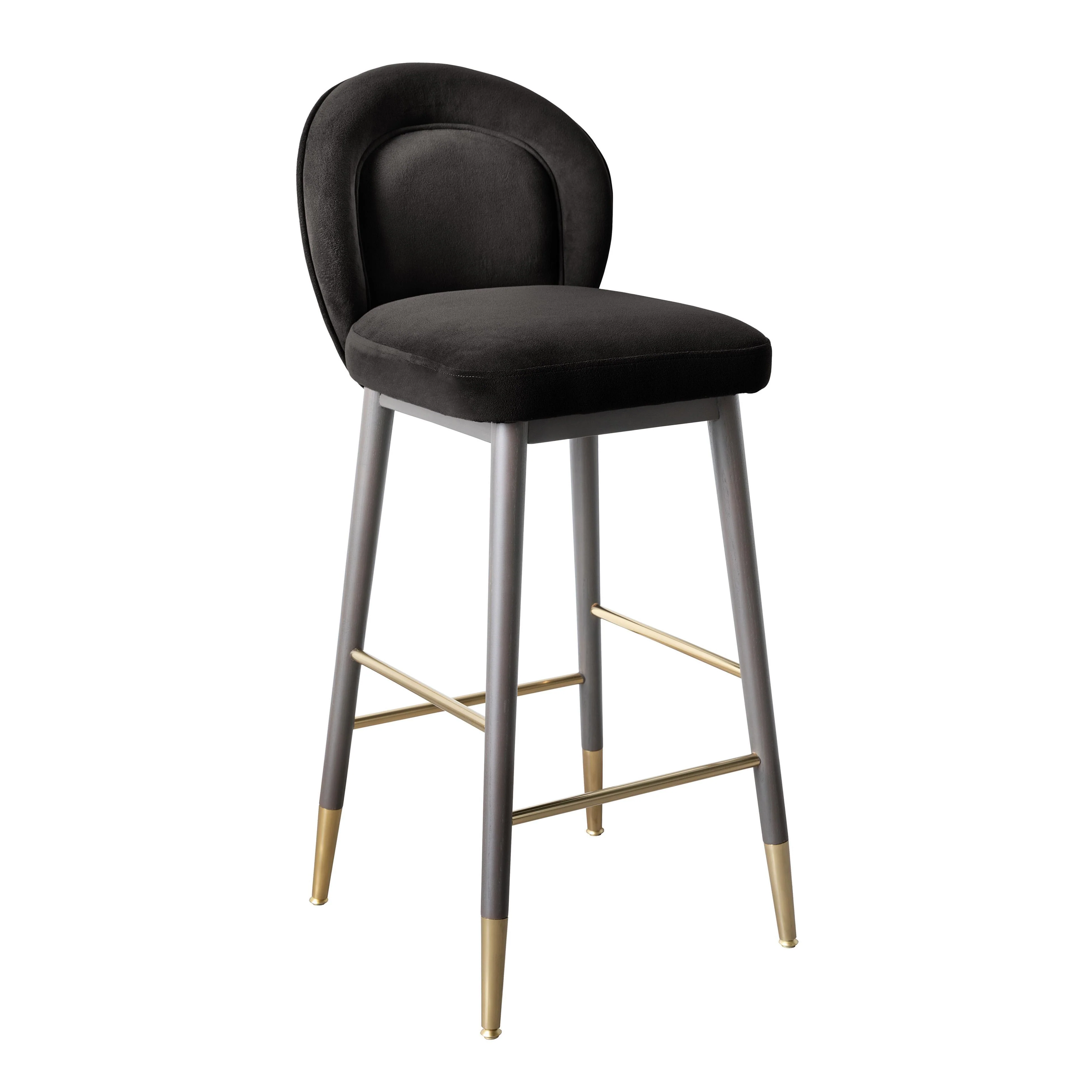 Hailey Charcoal Grey Velvet Counter Stool - Remutear