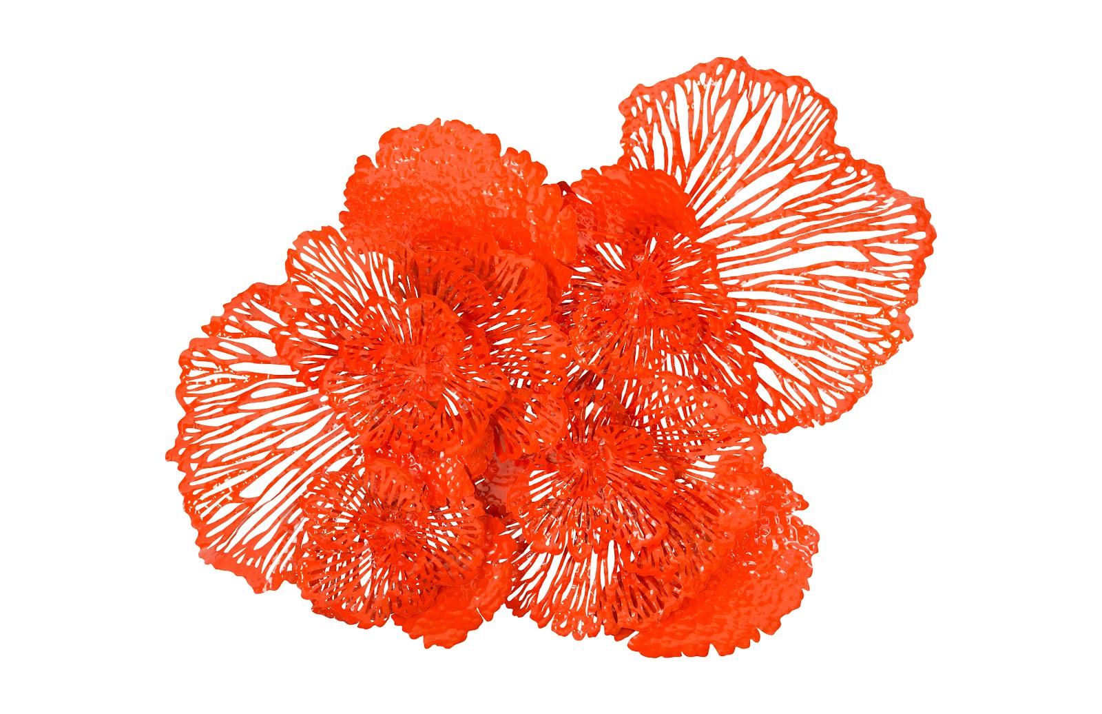 Flower Wall Art, Large, Coral, Metal - Remutear