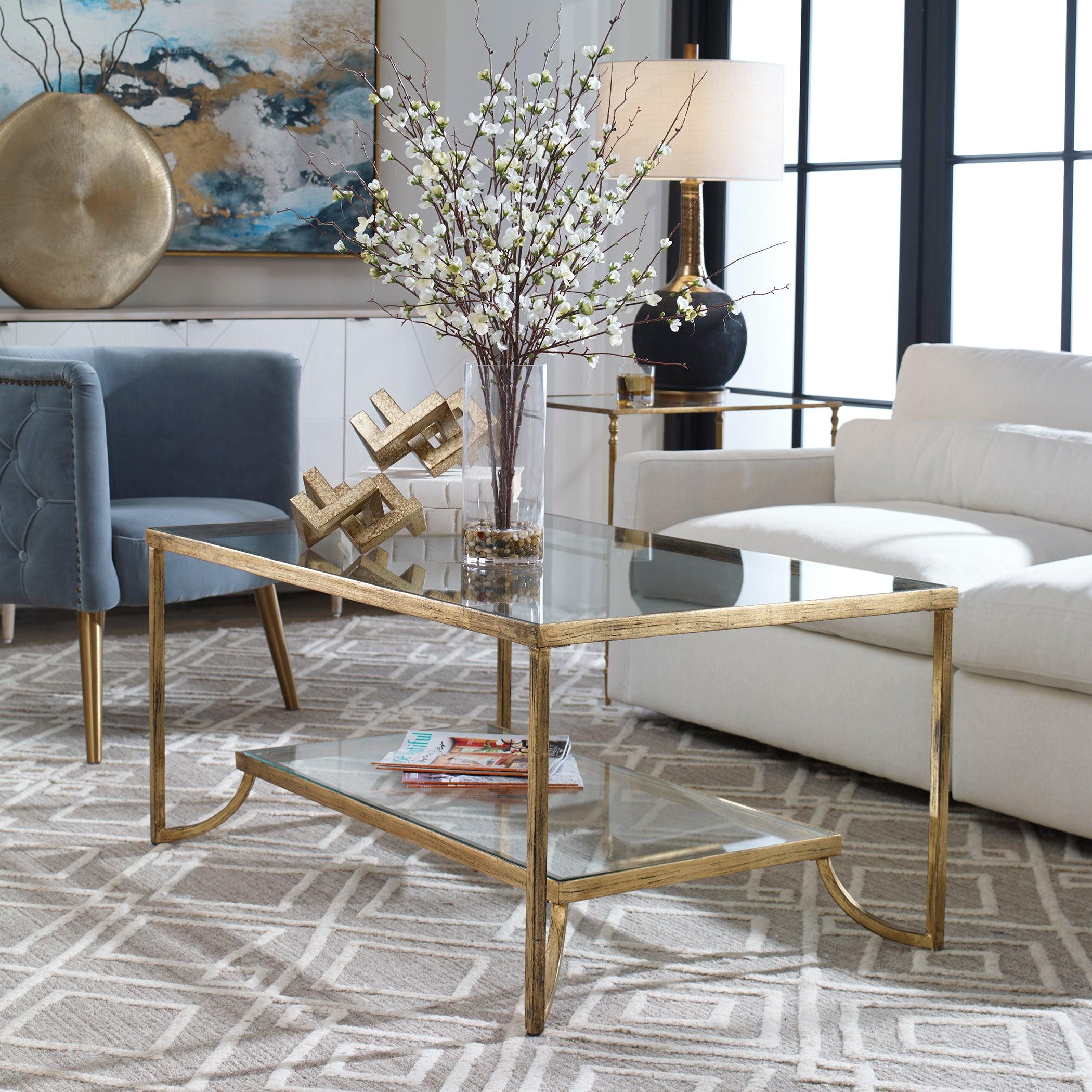 KATINA GOLD LEAF COFFEE TABLE - Remutear