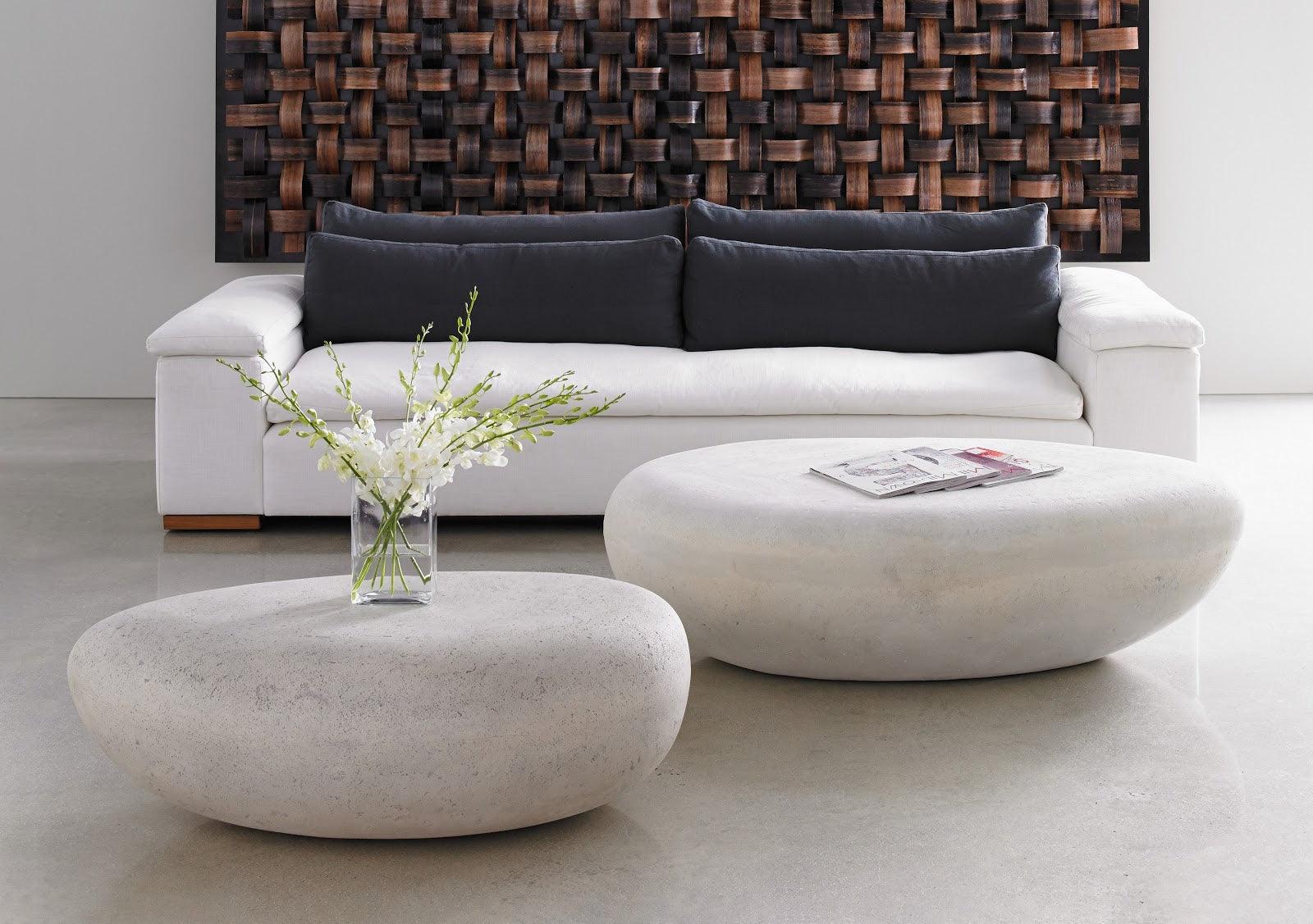 River Stone Coffee Table, Small, Roman Stone Finish - Remutear