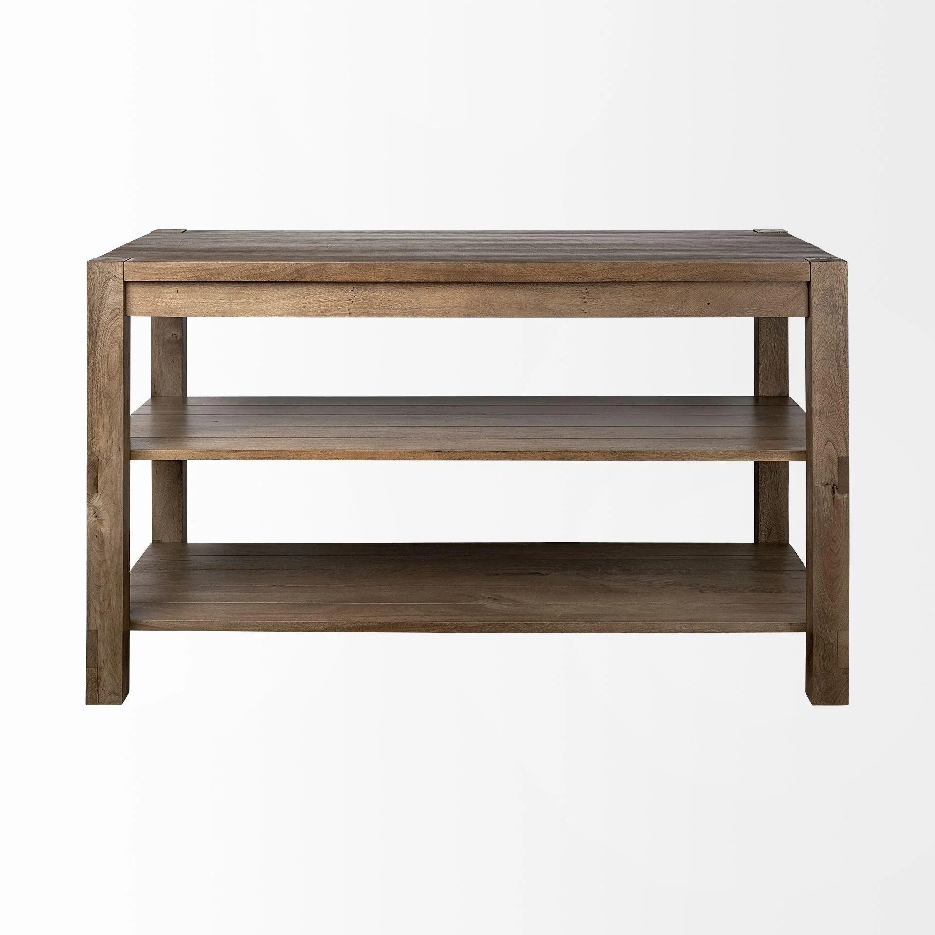 Emeril Brown Solid Wood Two-Tier Smooth Counter Top Kitchen Island - Remutear