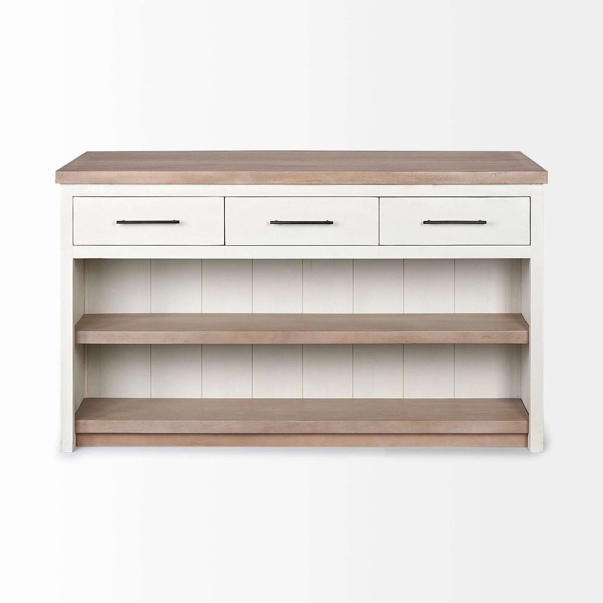 Fairview II White and Brown Two-Tone Stain Solid Wood Kitchen Island - Remutear