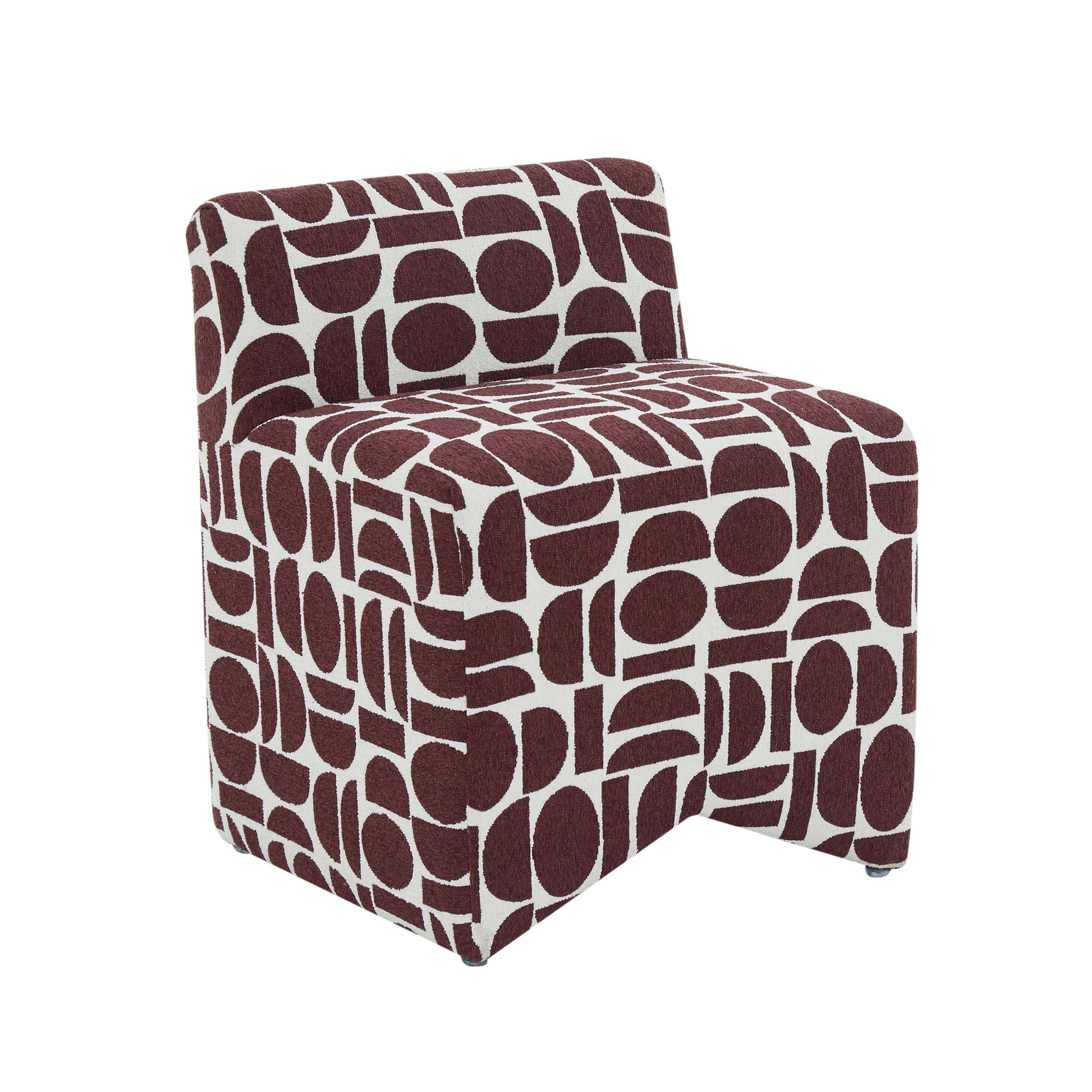 Pippa Merlot Geometric Jacquard Weave Stool - Remutear