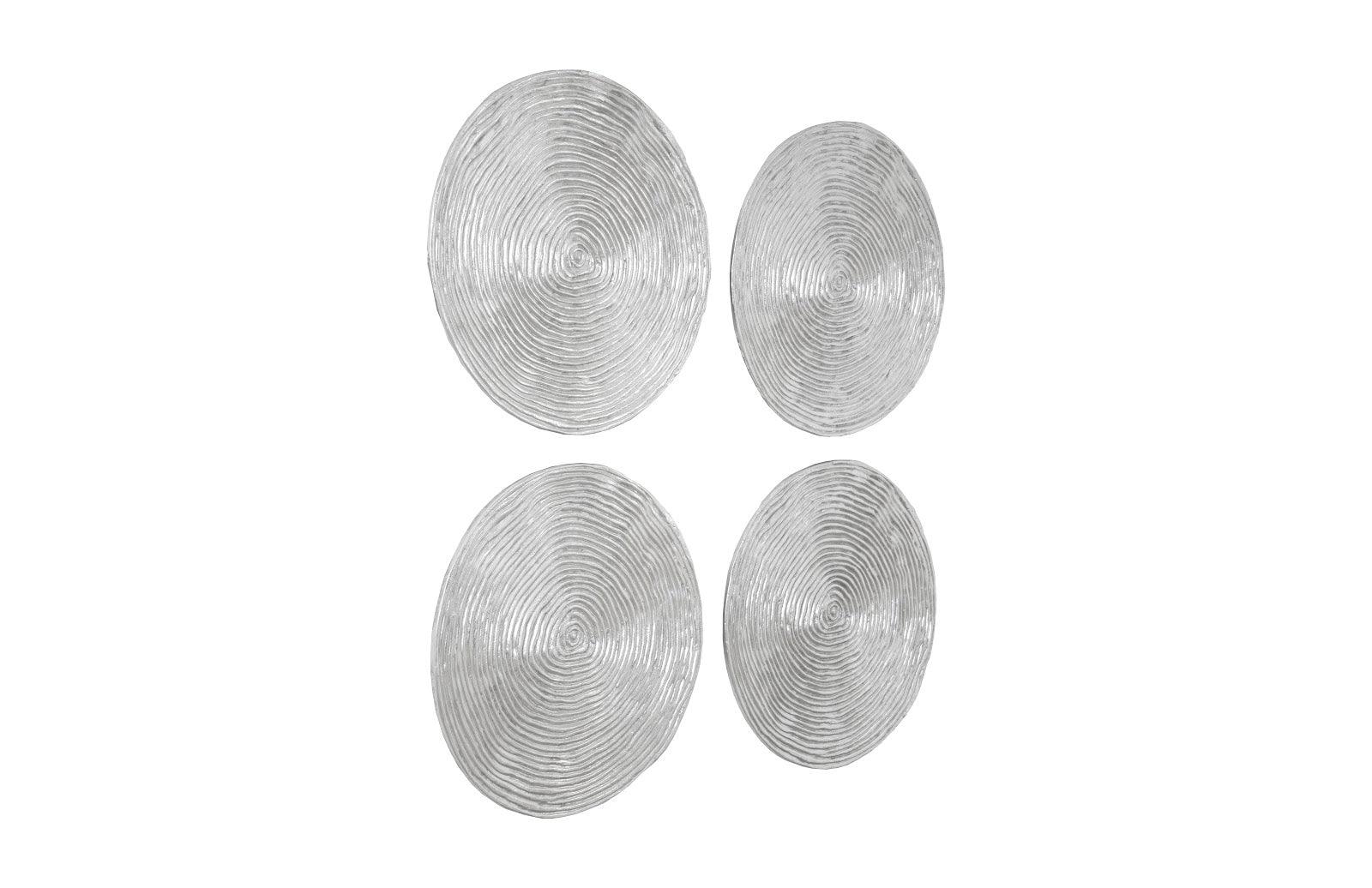 Ripple Wall Disk, Set of 4, Resin, LG, Silver Leaf with Antiquing - Remutear