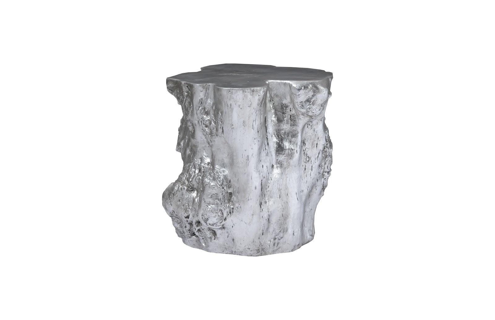 Log Side Table, Silver Leaf - Remutear