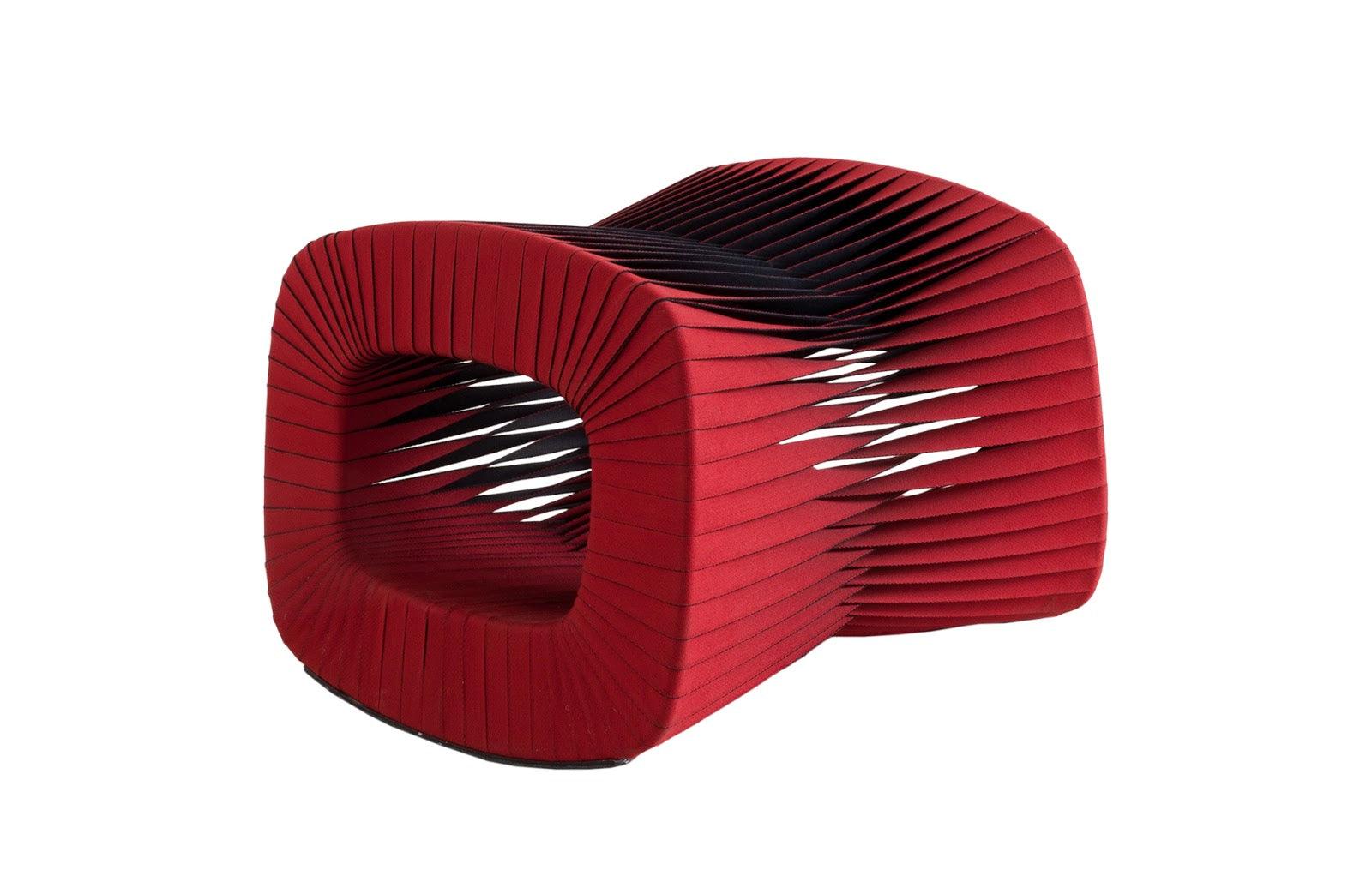 Seat Belt Ottoman, Red - Remutear