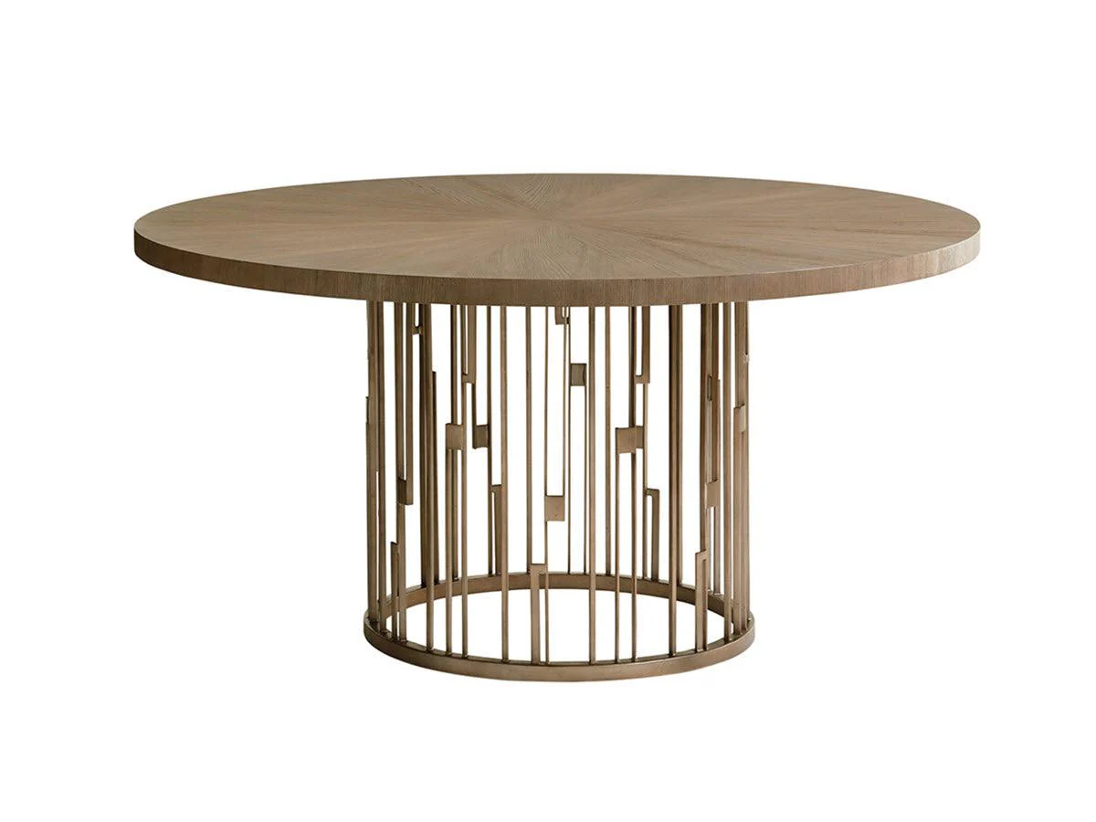 Shadow Play Rendezvous Round Metal Dining Table With Wooden Top - Remutear