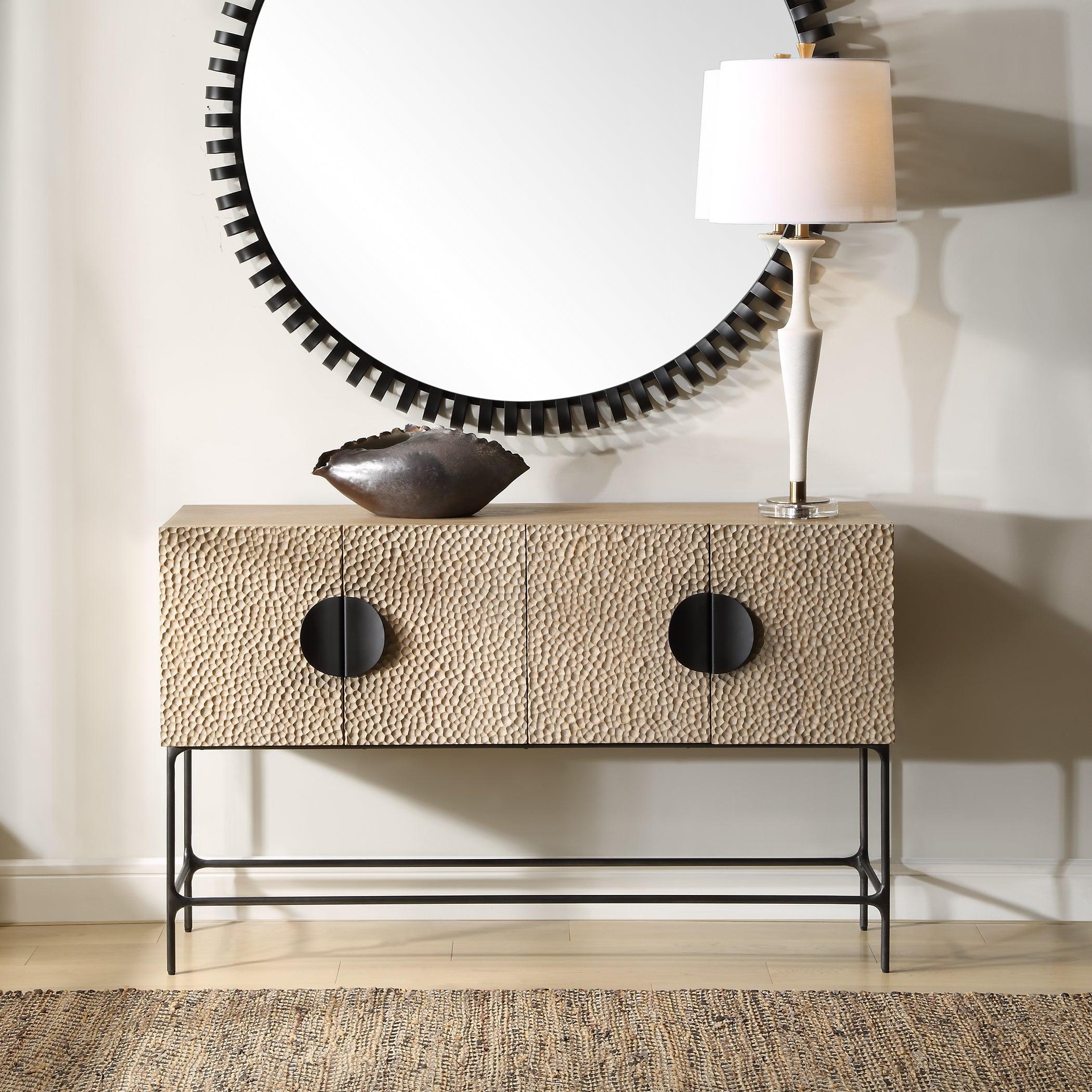 Lunar 4 Door Elm Wood Cabinet - Remutear