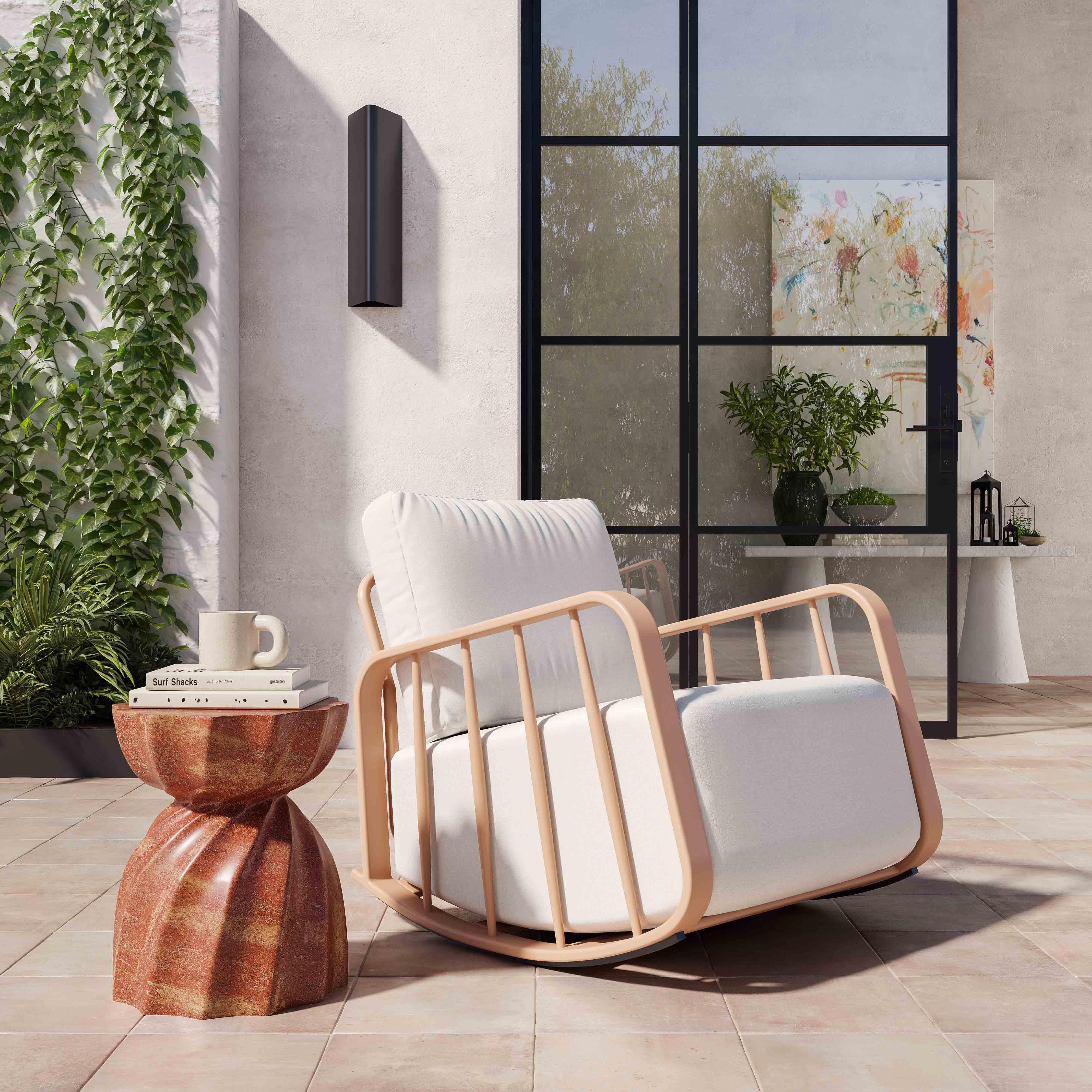 Violette Terracotta and Cream Outdoor Rocking Chair - Remutear