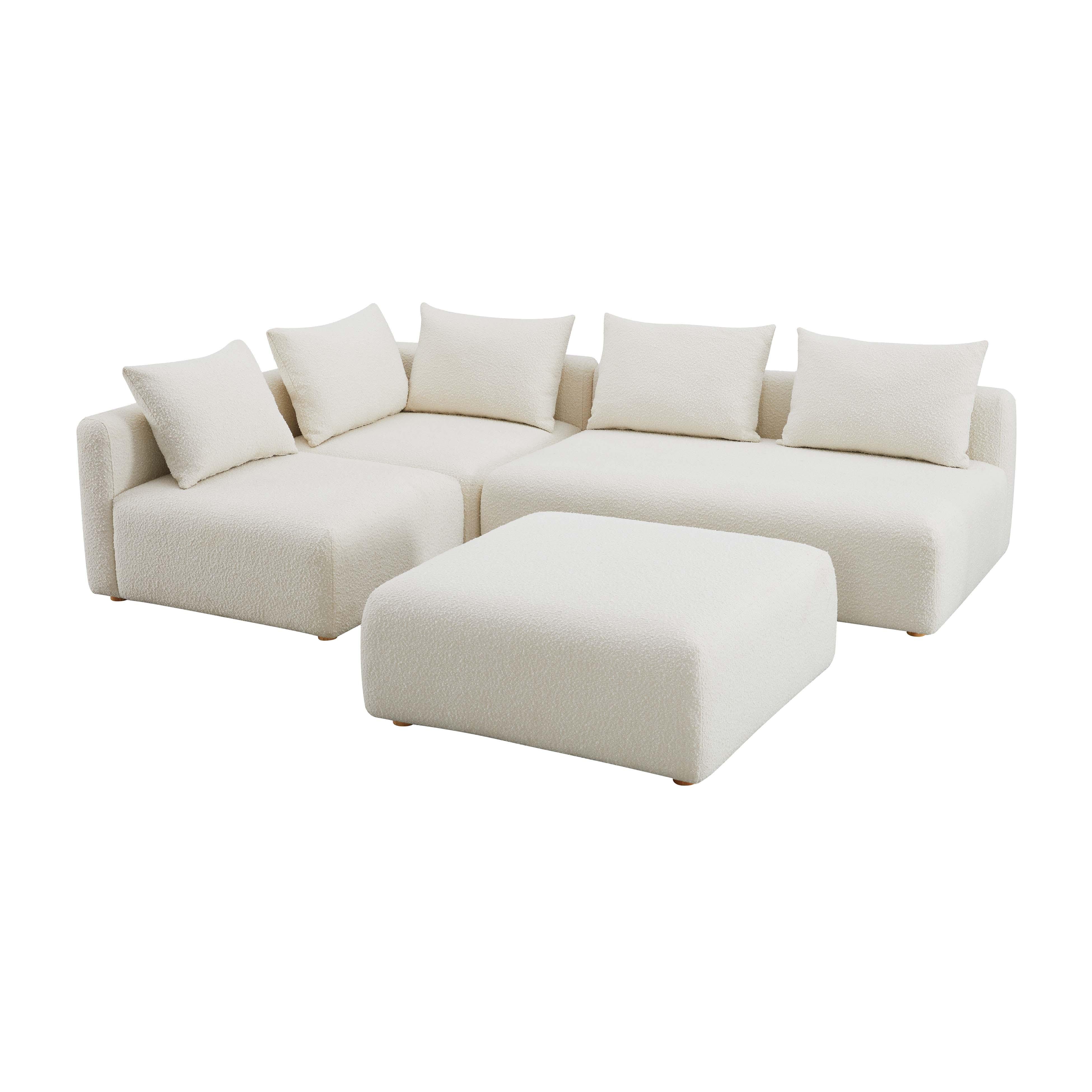 Hangover Cream Boucle 4-Piece Modular Chaise Sectional - Remutear