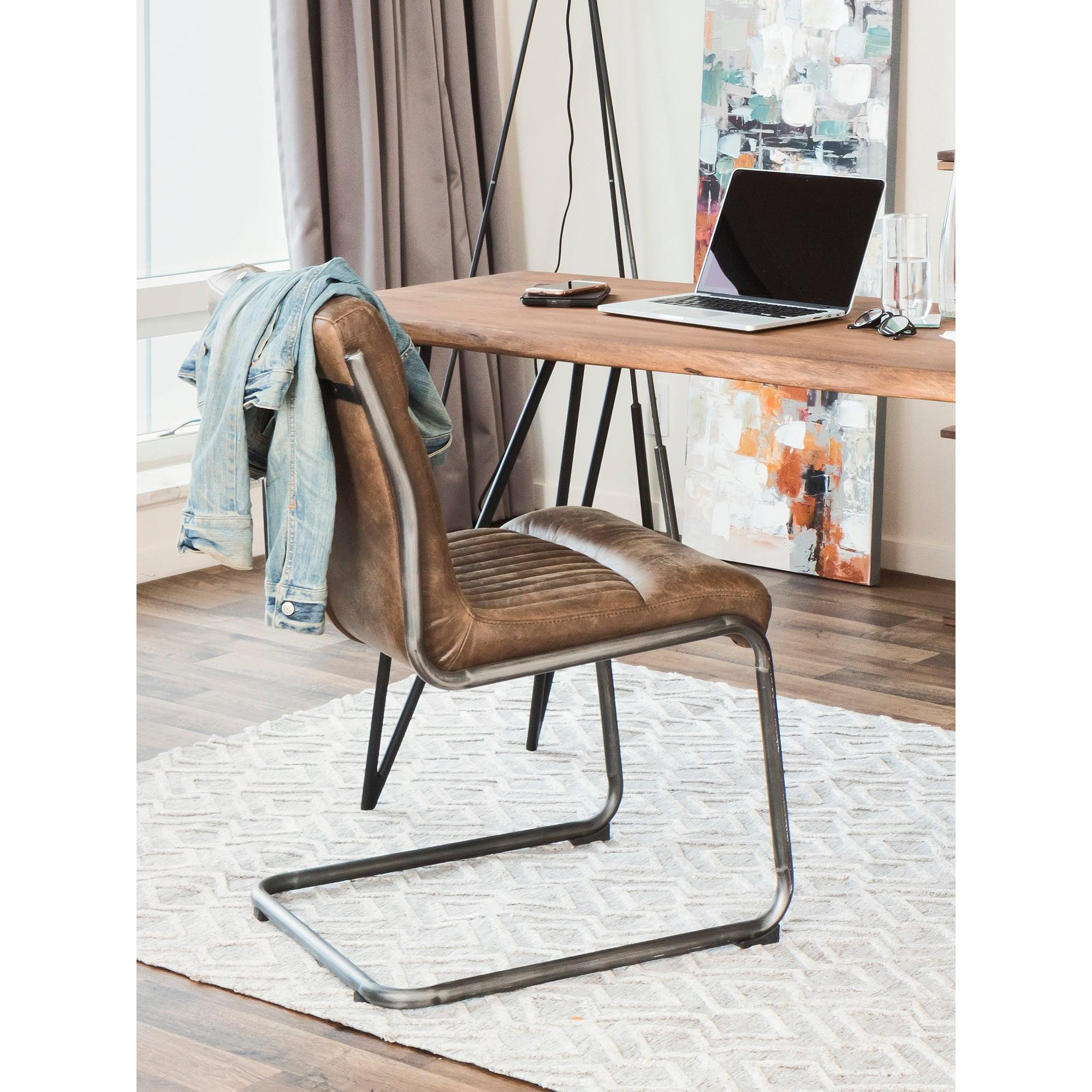 Ansel Dining Chair Grazed Brown Leather - Set Of Two - Remutear