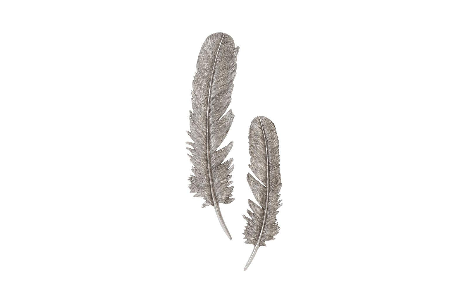 Feathers Wall Art, Large, Silver Leaf, Set of 2 - Remutear
