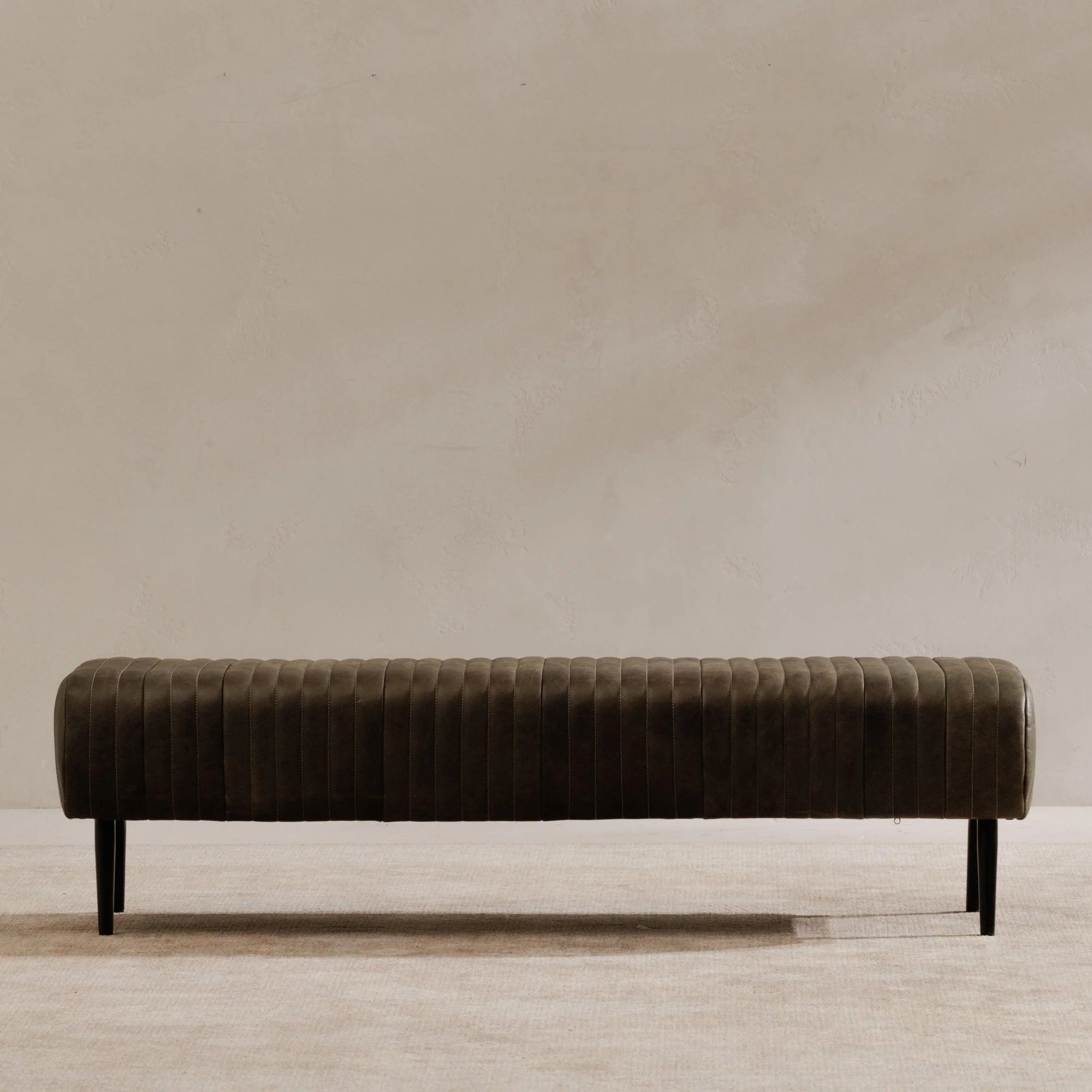 Endora Bench Charred Olive Leather - Remutear
