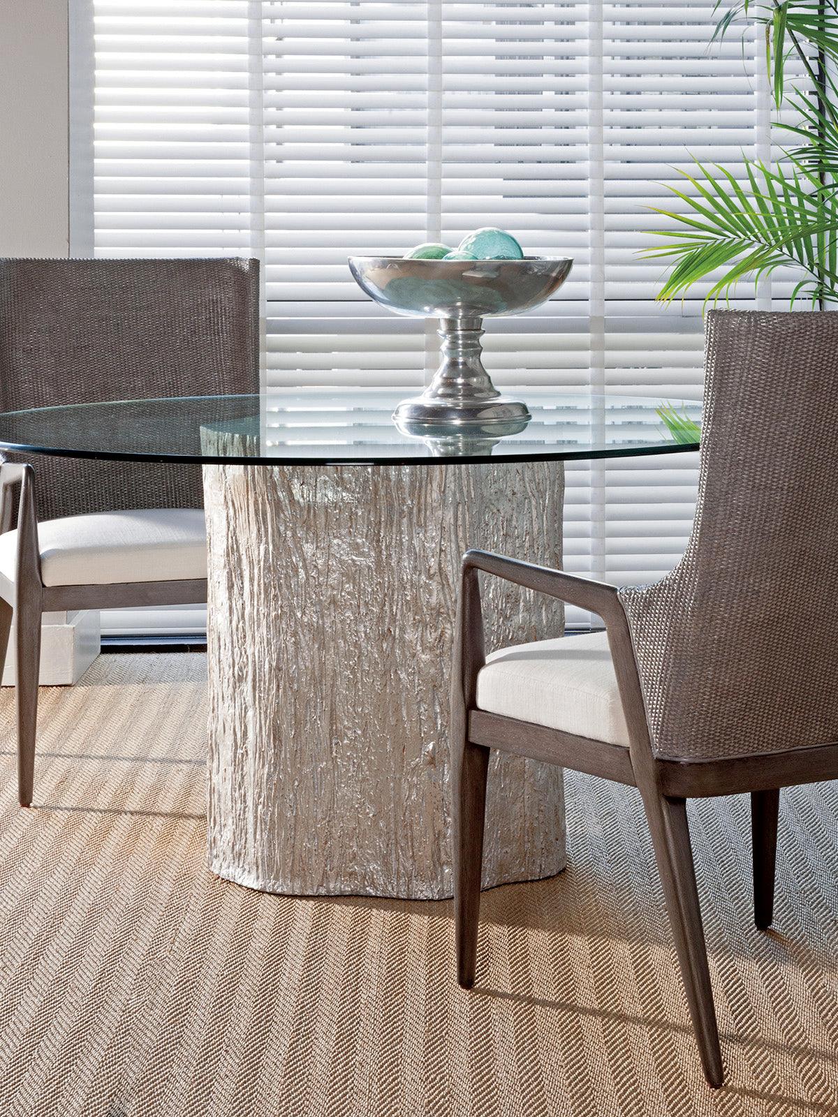 Signature Designs Trunk Segment Round Dining Table With Glass Top - Silver Leaf - Remutear