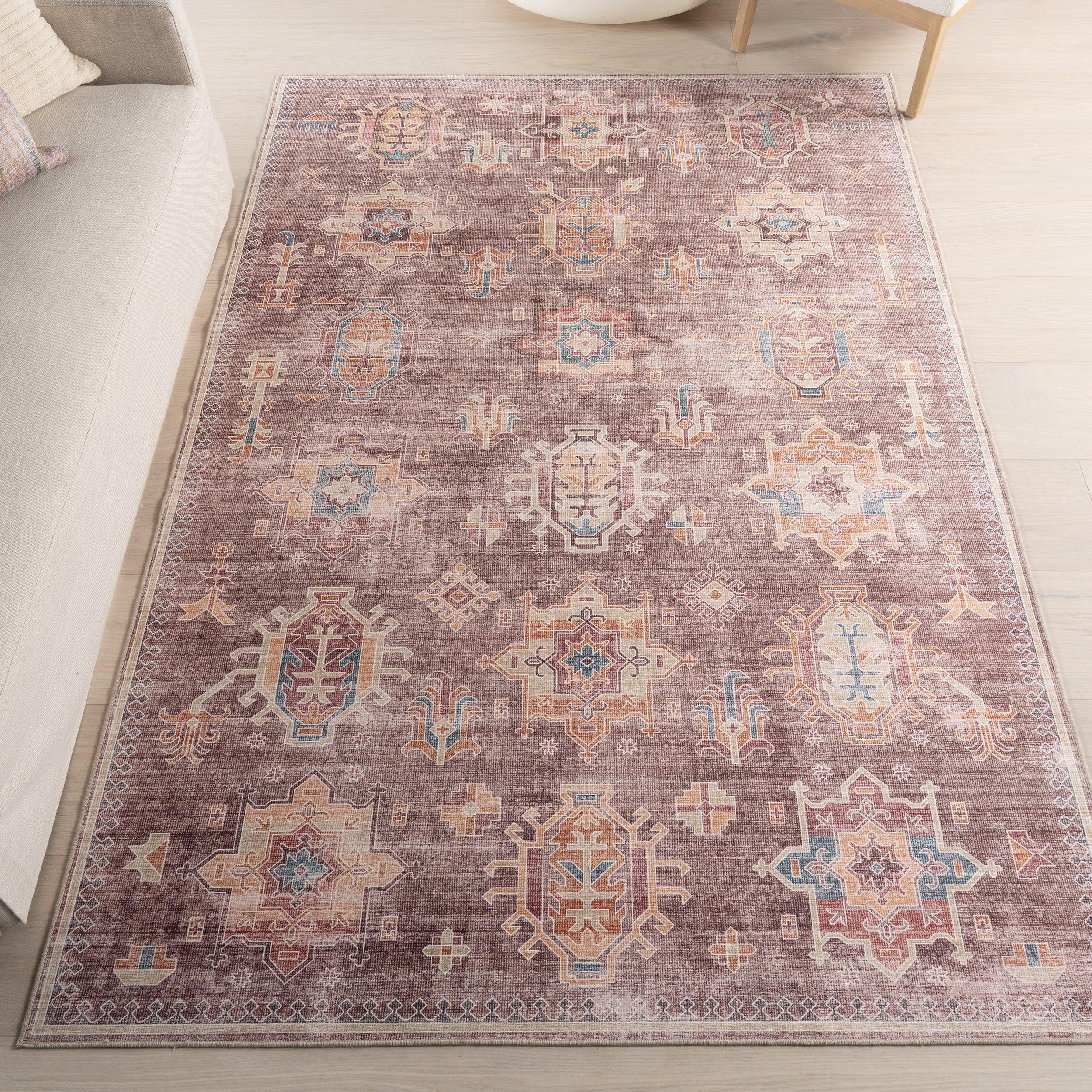 Philomena Medallion Spill Proof Machine Washable Area Rug - Remutear
