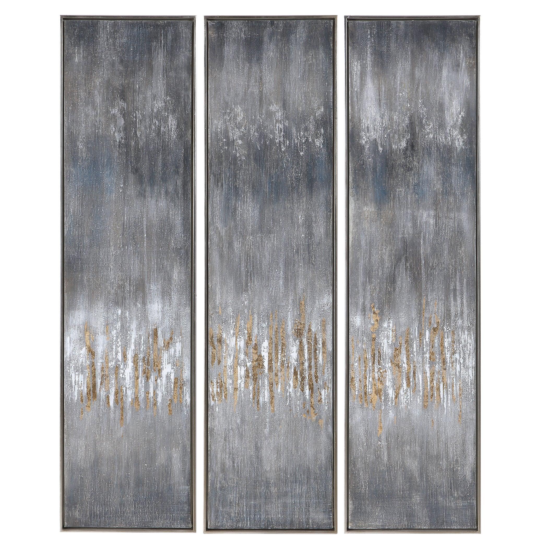 GRAY SHOWERS HAND PAINTED CANVASES, SET/3 - Remutear