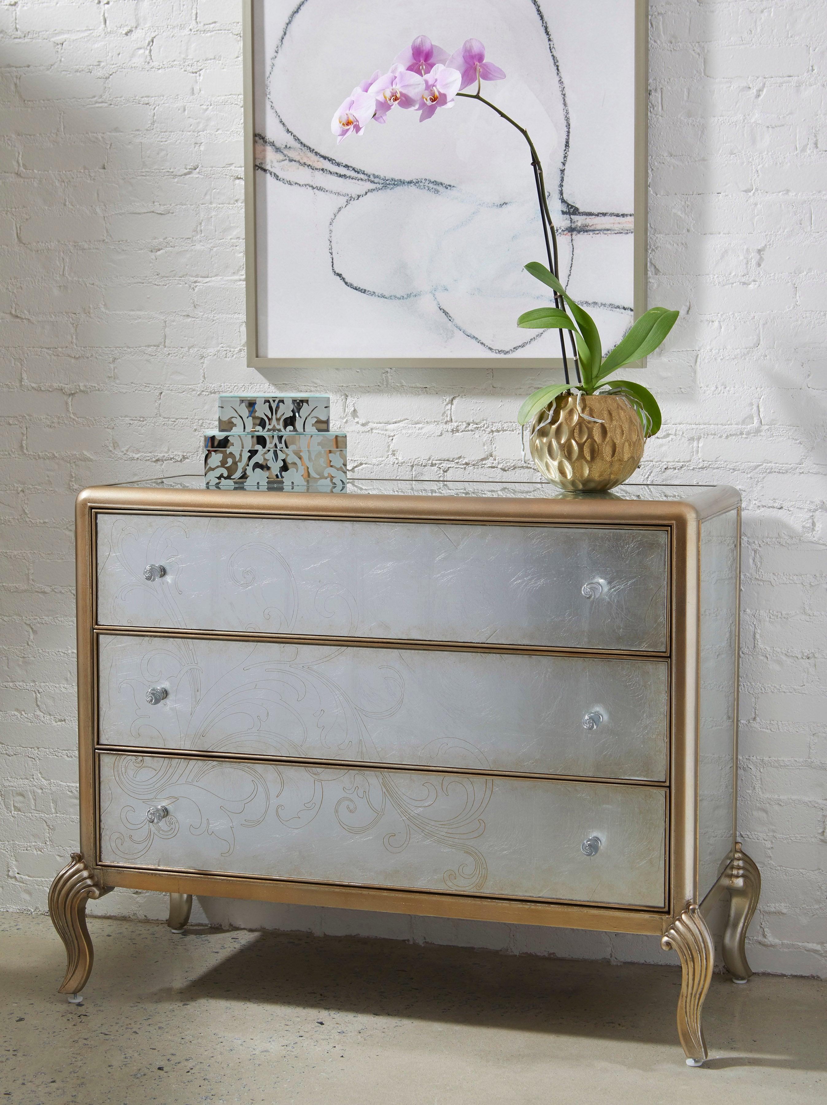 Three Drawer Eglomise Accent Chest - Remutear