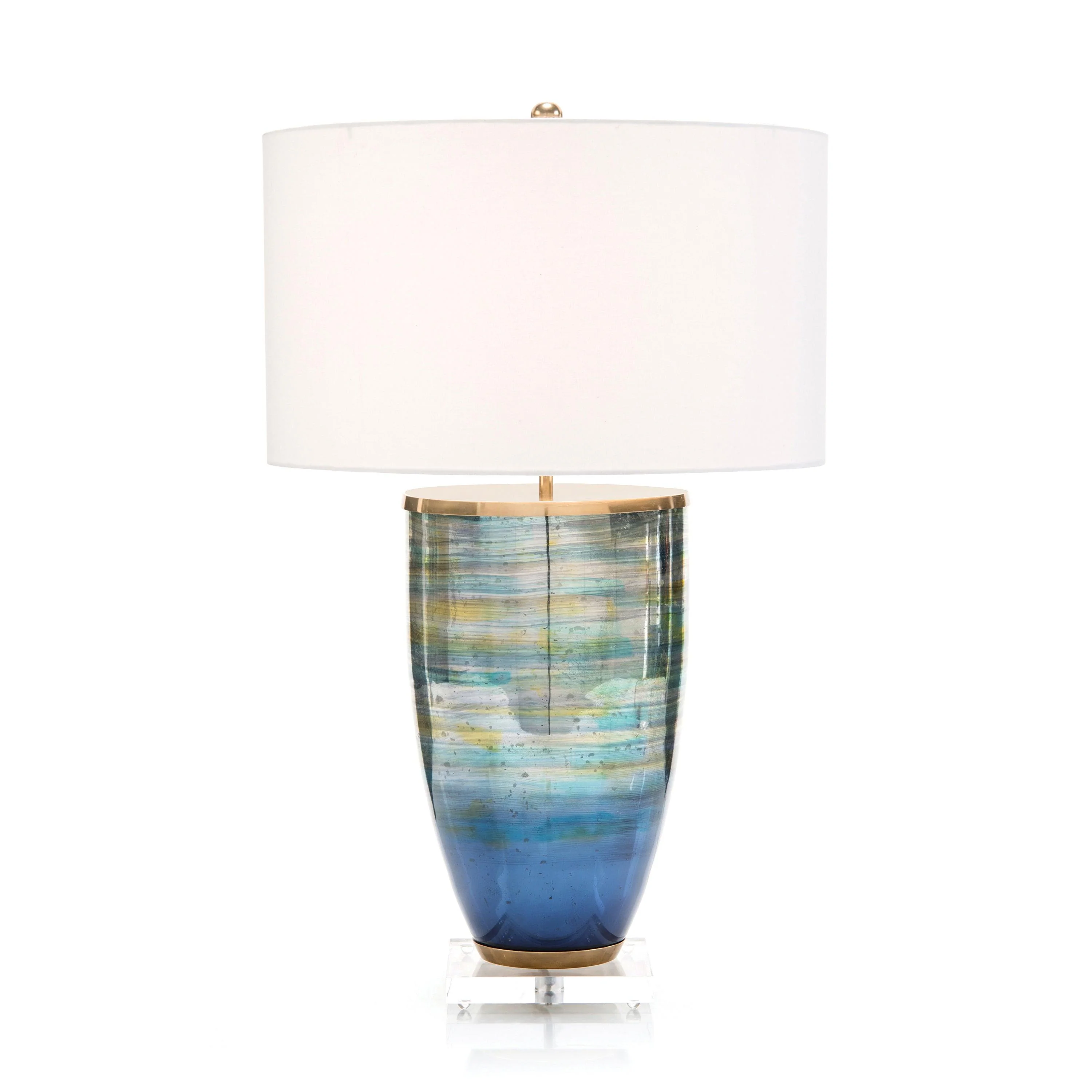 Blue Striated Glass Table Lamp - Remutear