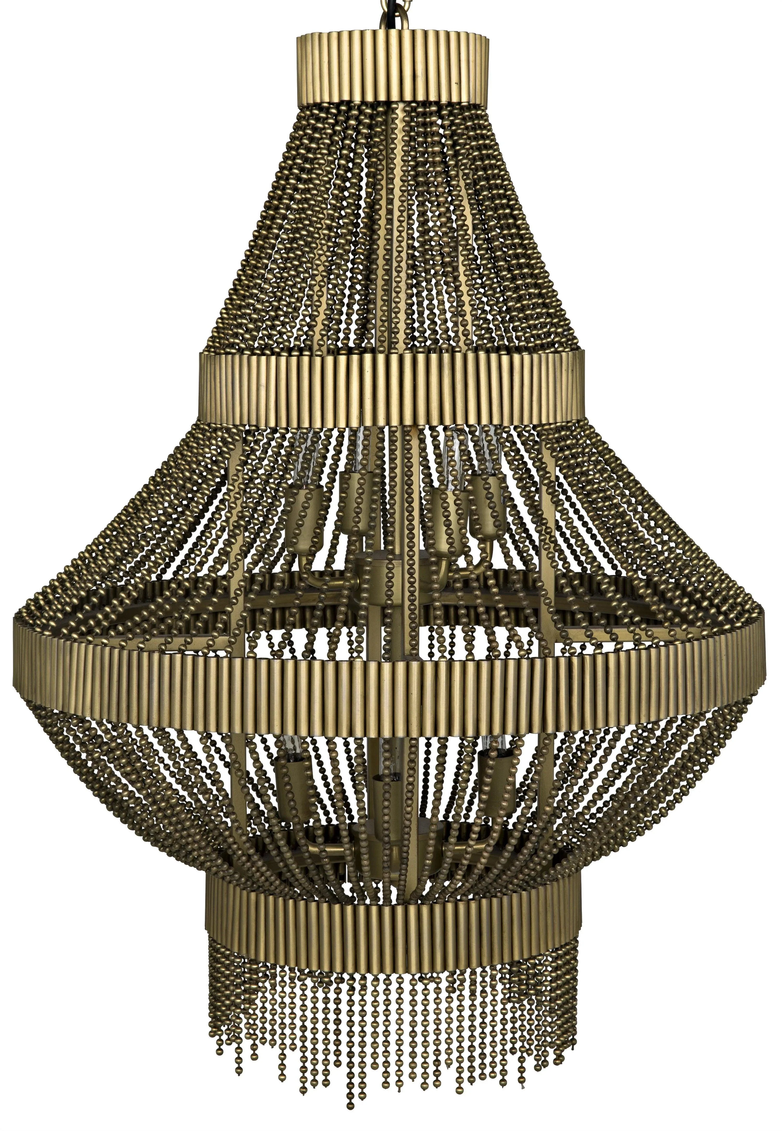 Domo Chandelier, Steel and Metal Beads with Brass Finish - Remutear
