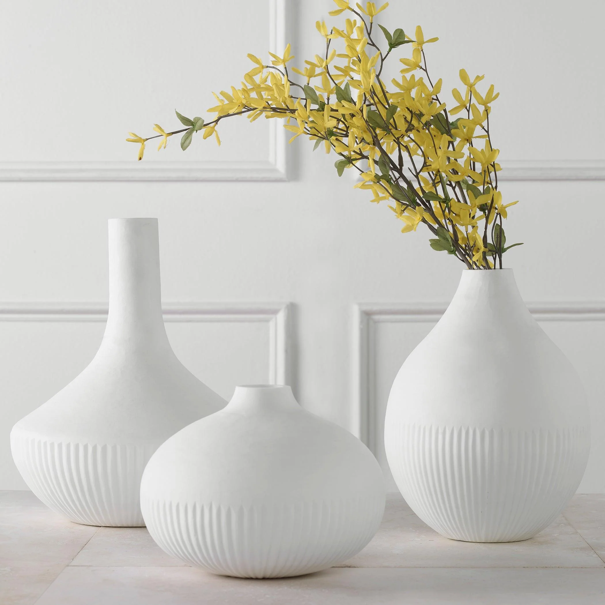 Apothecary Satin White Vases, Set/3 - Remutear