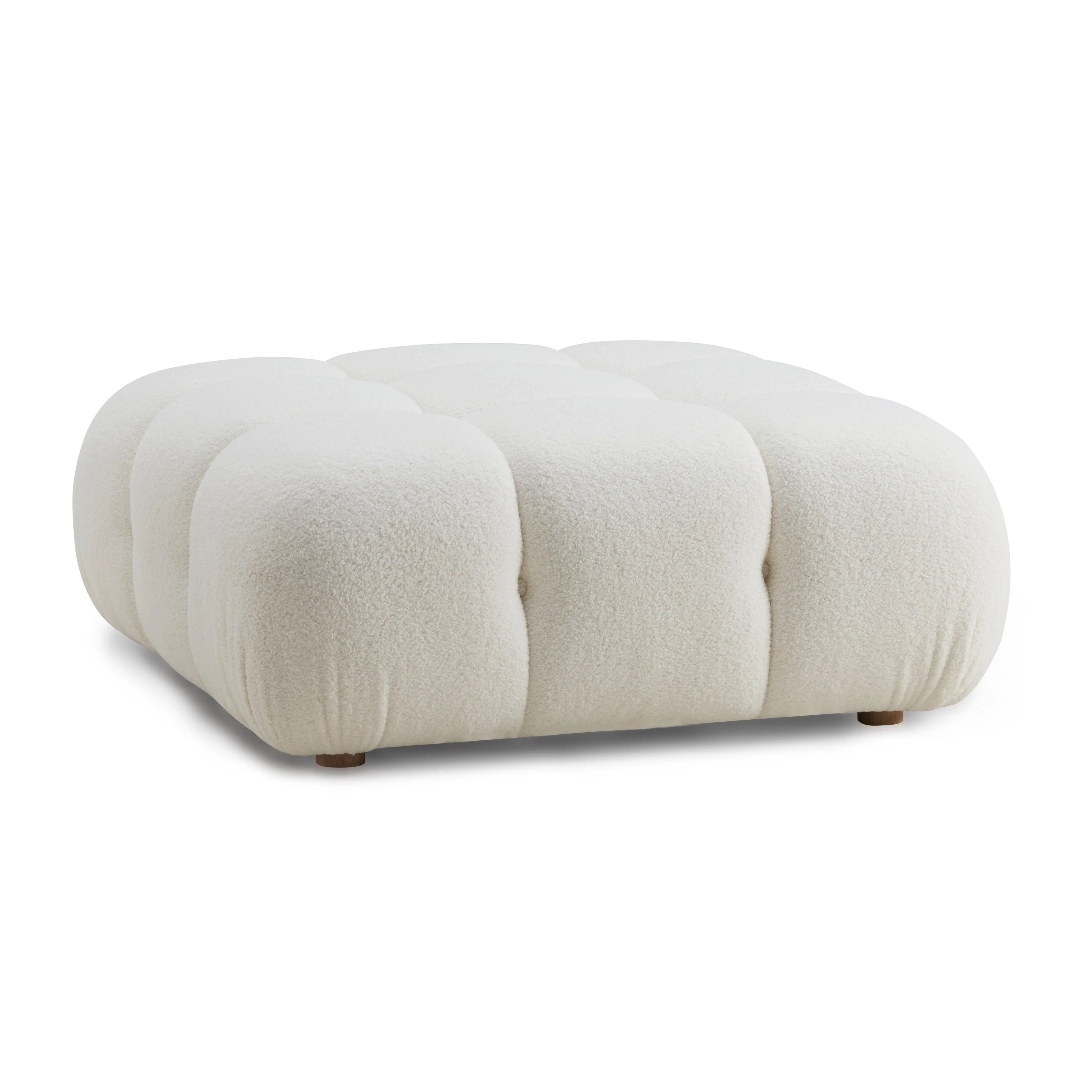 Calliope Cream Vegan Shearling Modular Ottoman - Remutear
