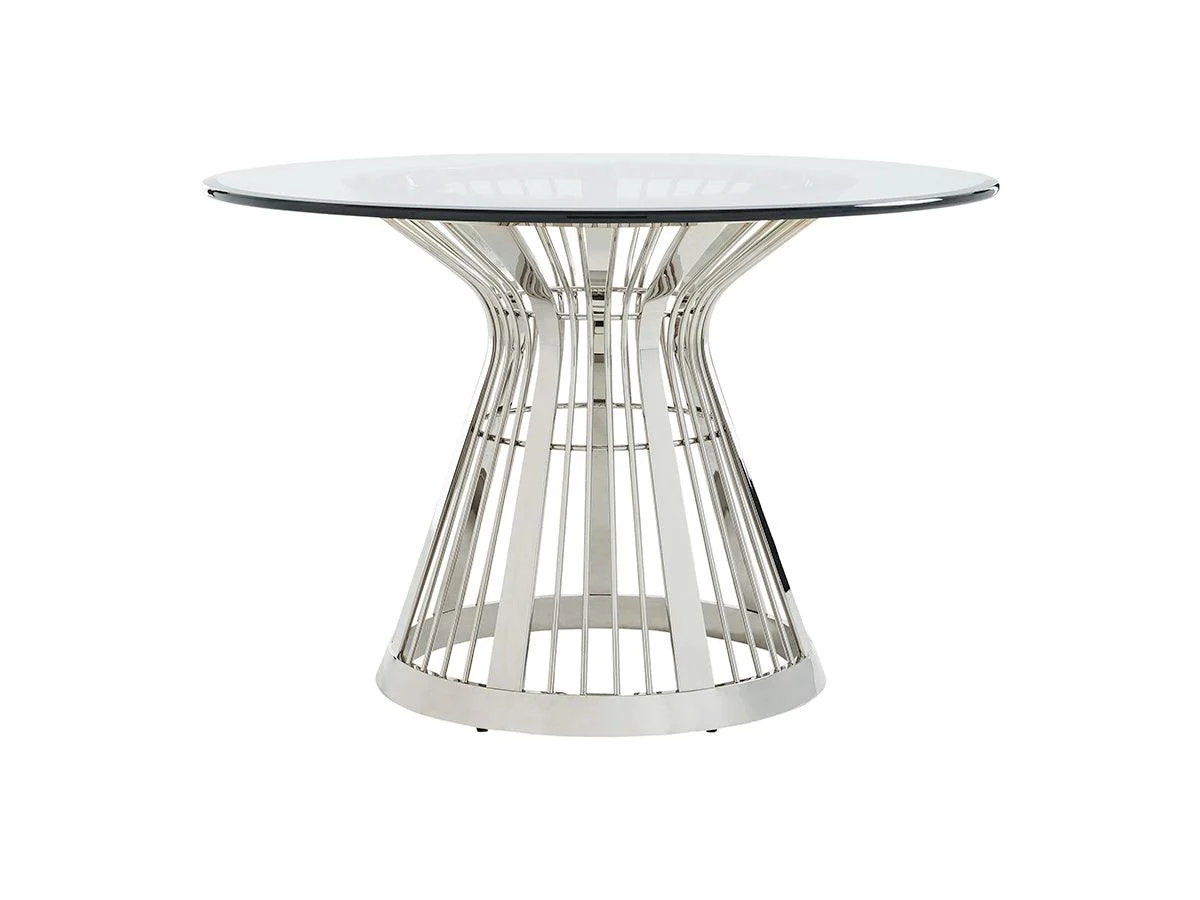 Ariana Riviera Stainless Dining Table With 48 Inch Glass Top - Remutear