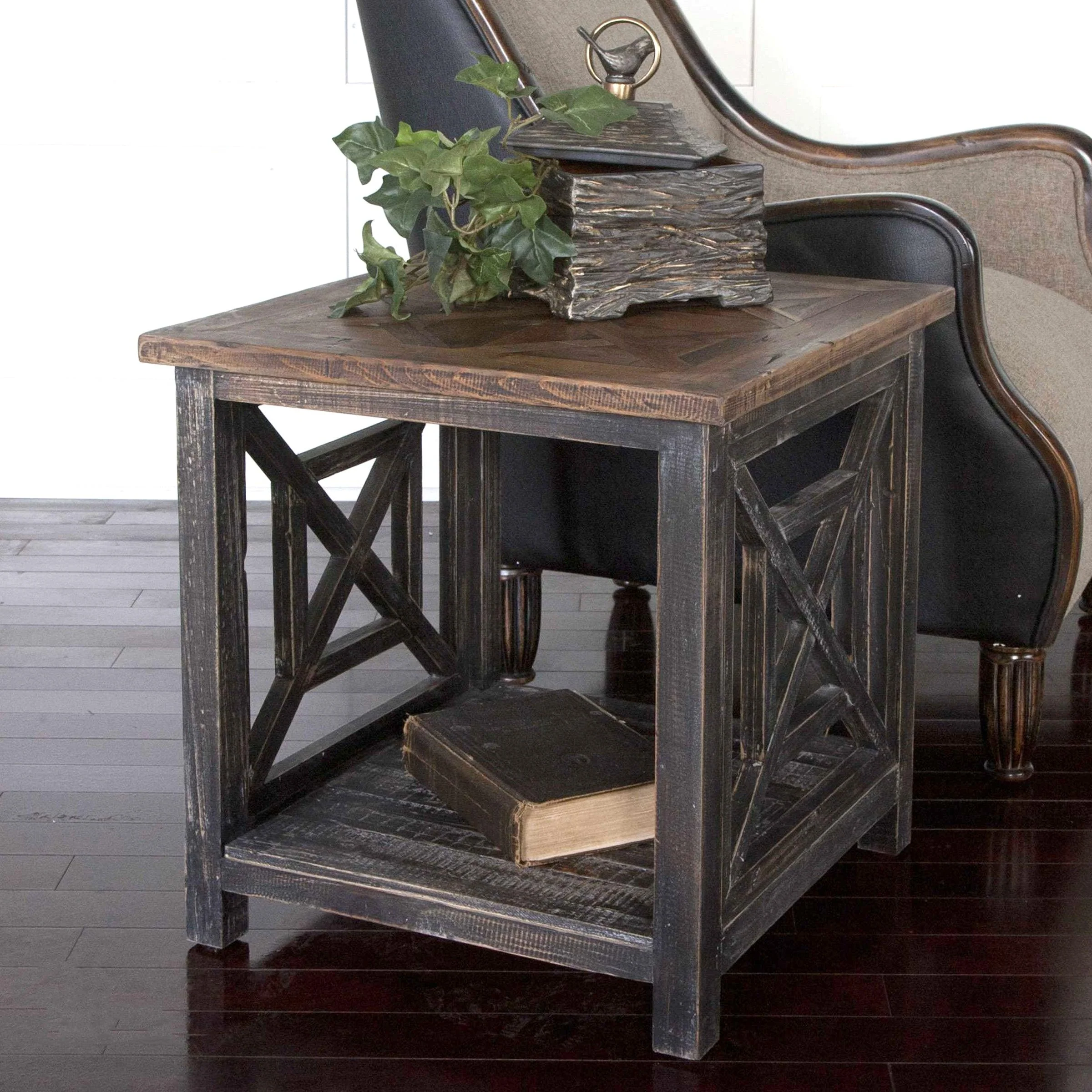 Spiro Reclaimed Wood End Table - Remutear