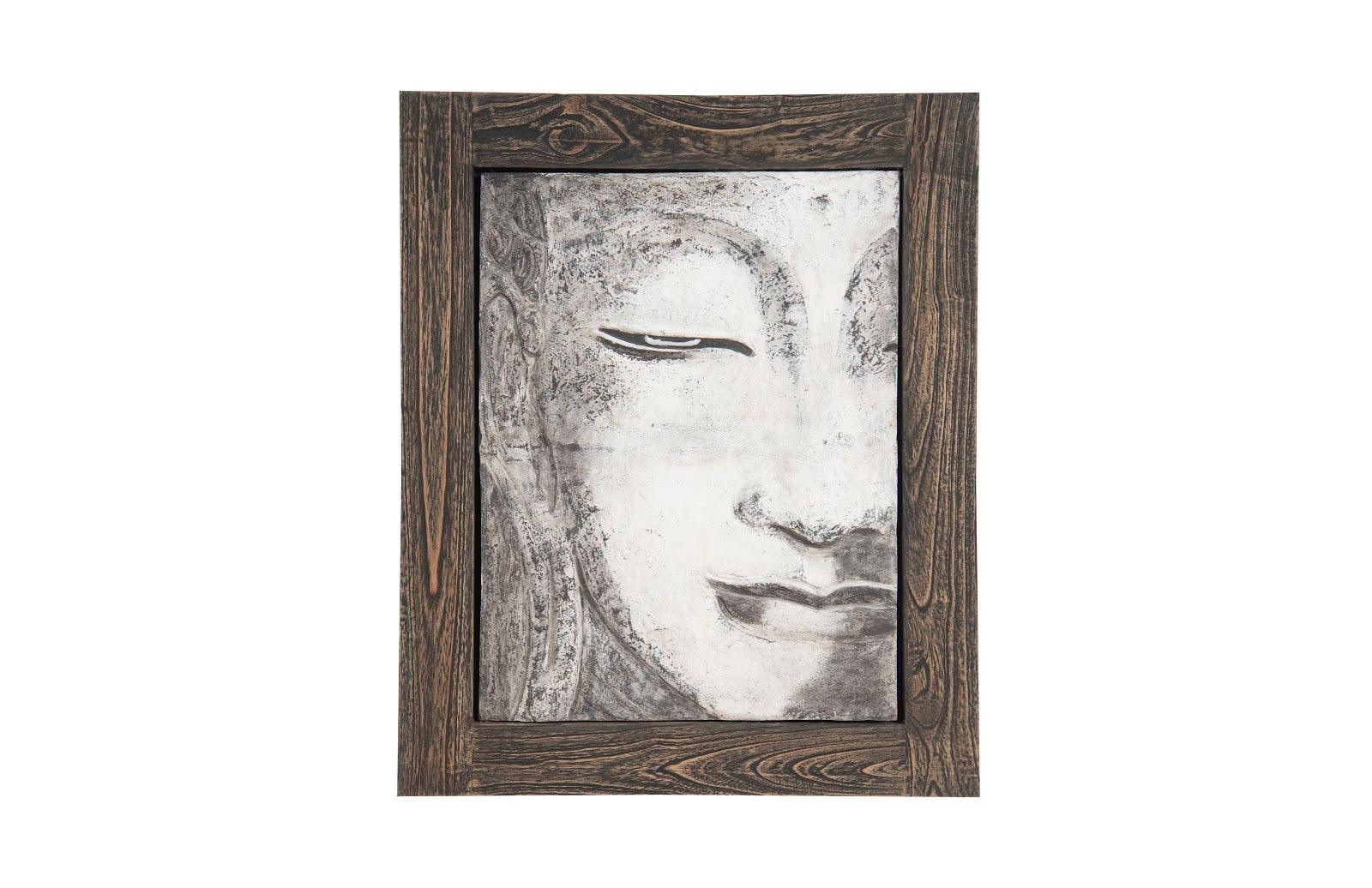 Antique Concrete Buddha Relief Wall Art, Looking Straight - Remutear