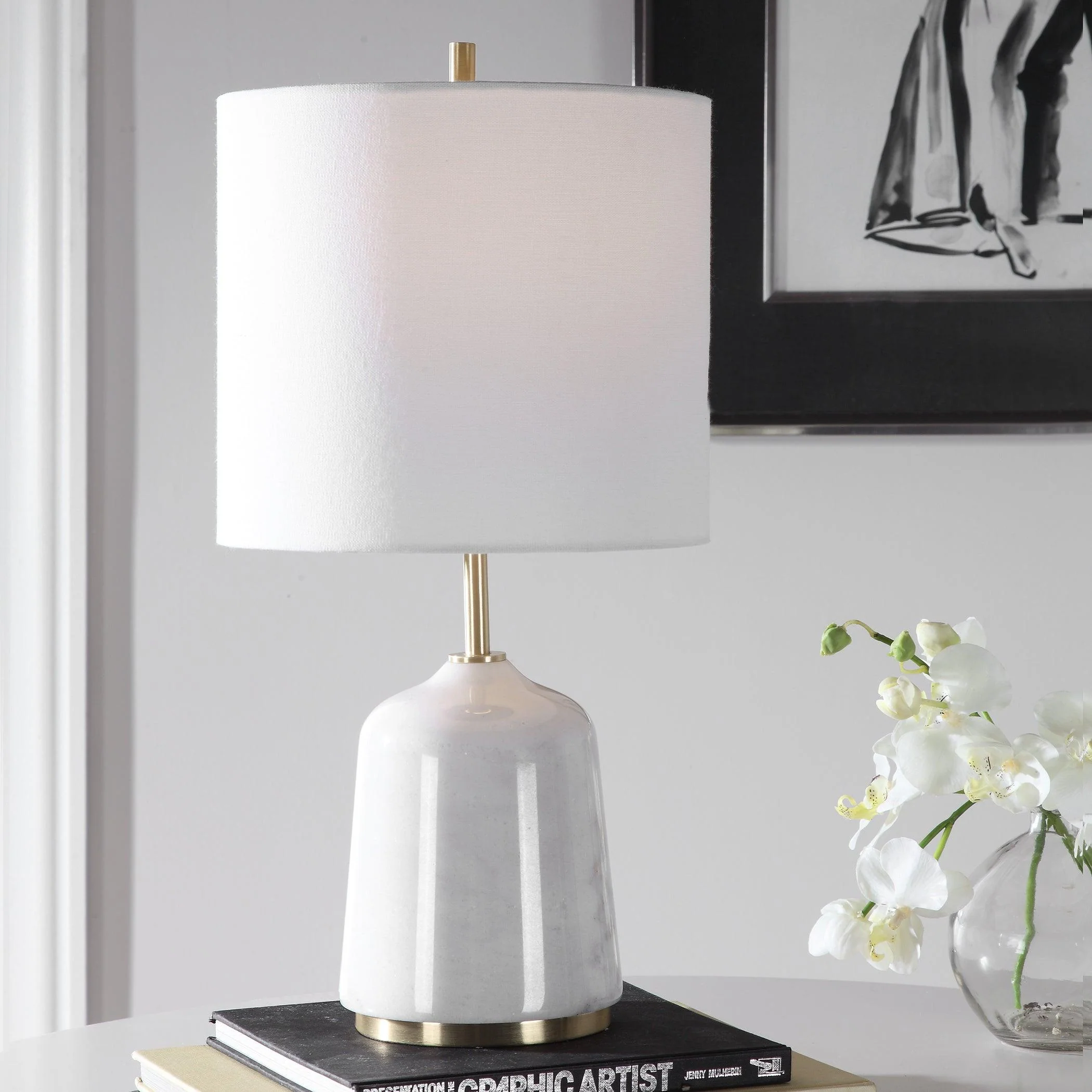 ELOISE WHITE MARBLE TABLE LAMP - Remutear