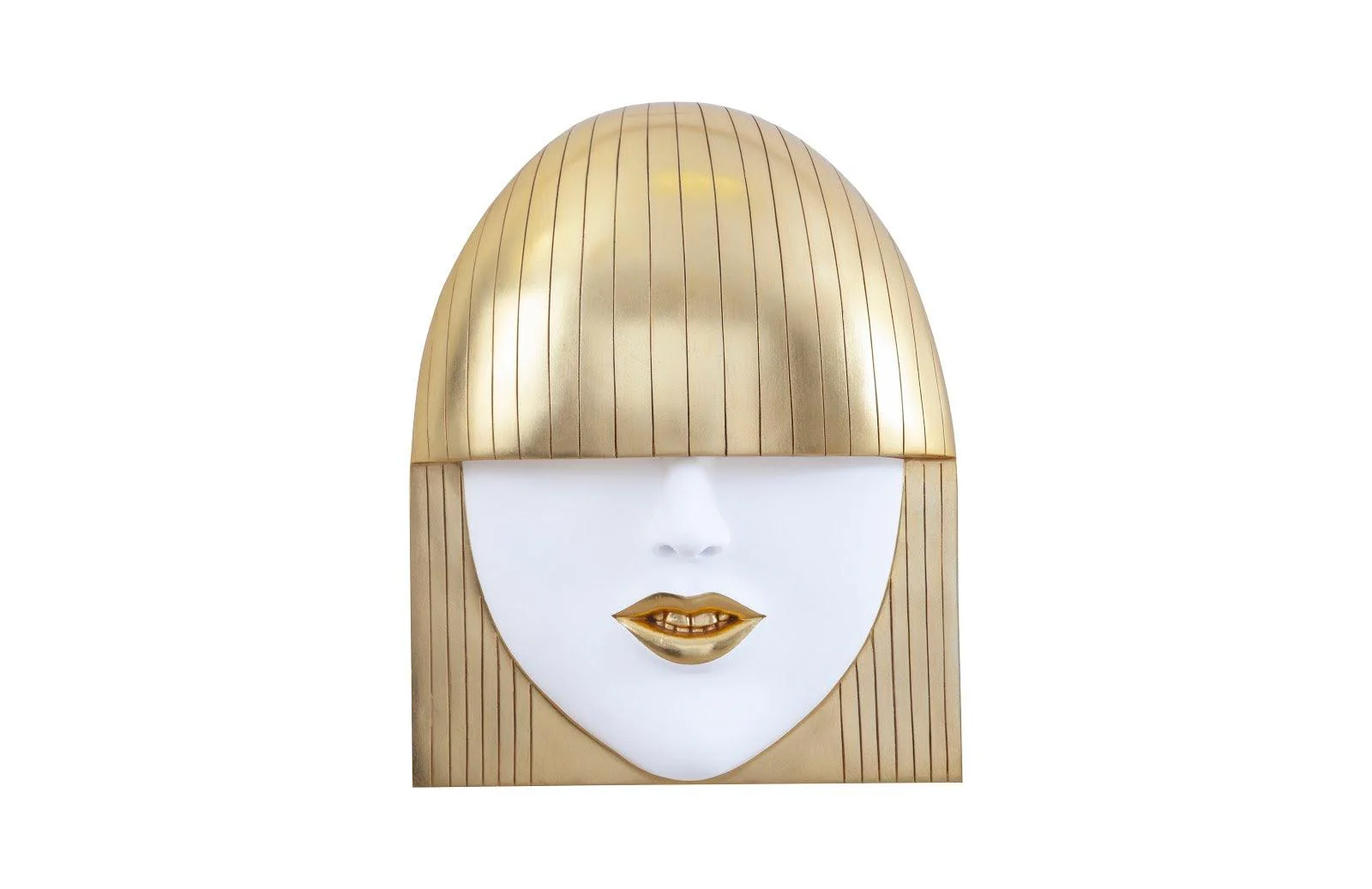 Fashion Faces Wall Art, Large, Smile, White and Gold Leaf - Remutear