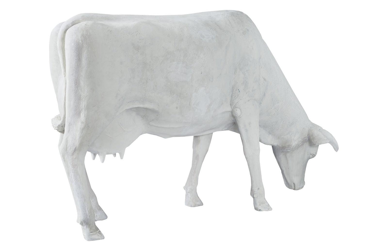 Life Size Cow, Grazing, Off White - Remutear