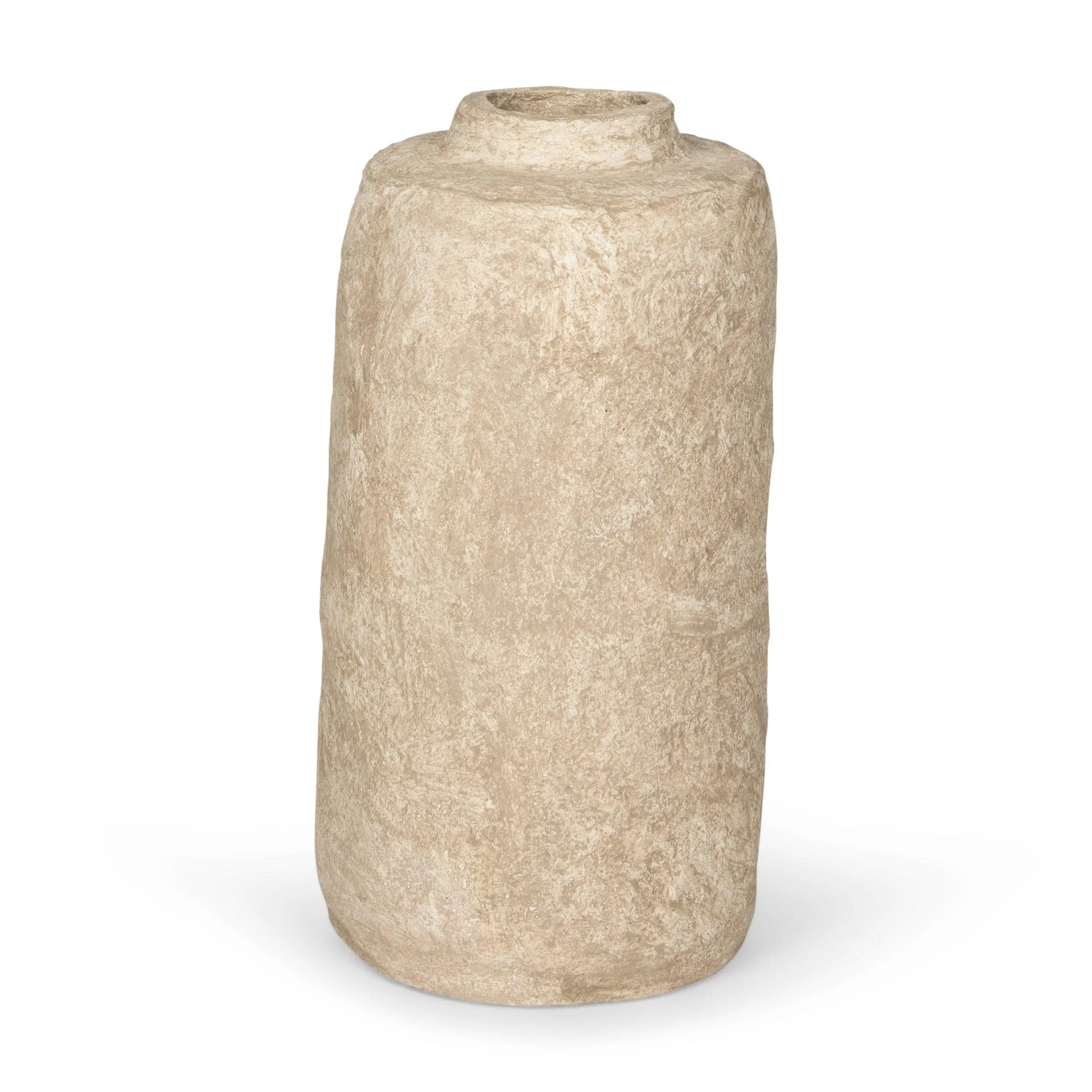 Rama Small Beige Paper Mache Floor Vase - Remutear