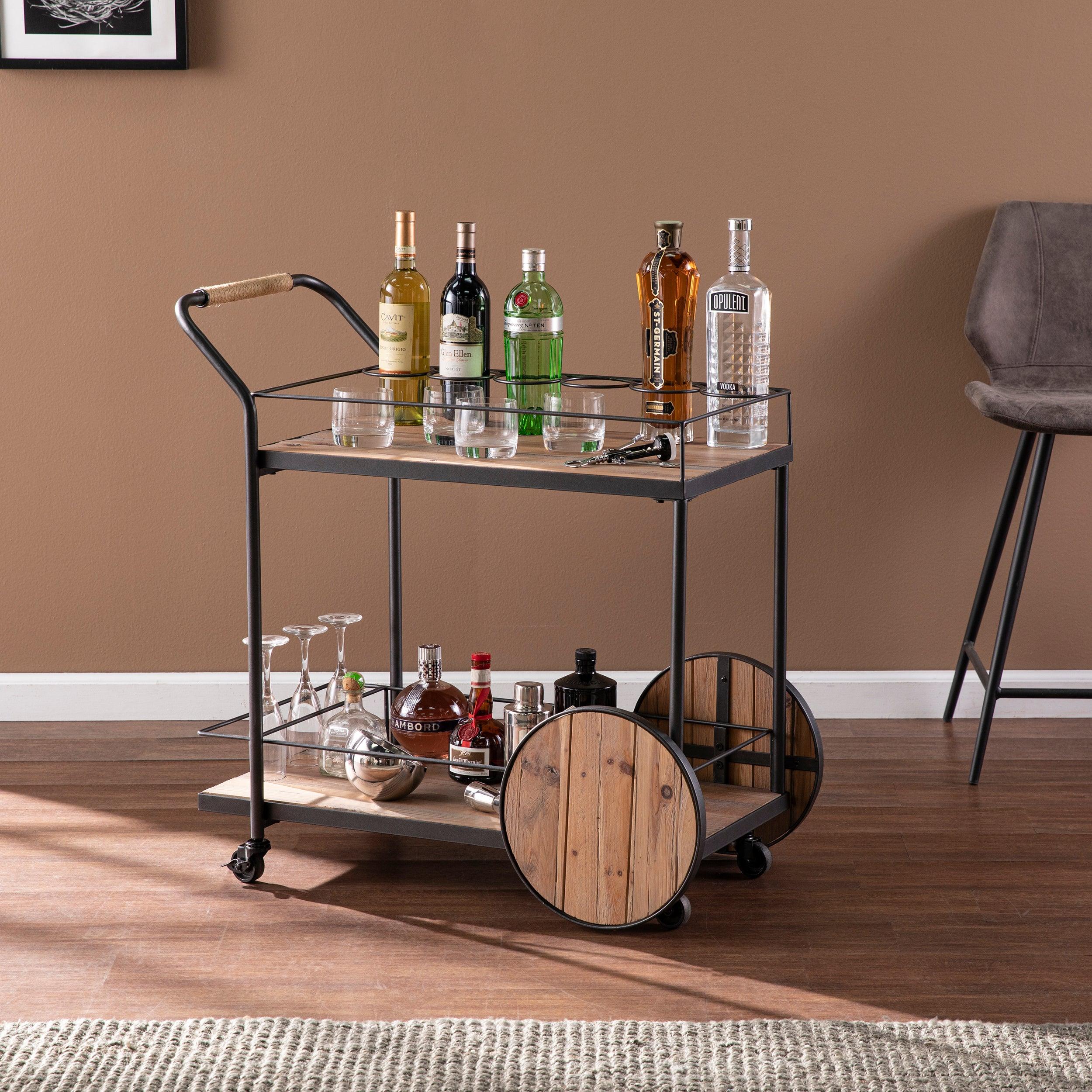 Pemton Reclaimed Wood Bar Cart - Remutear